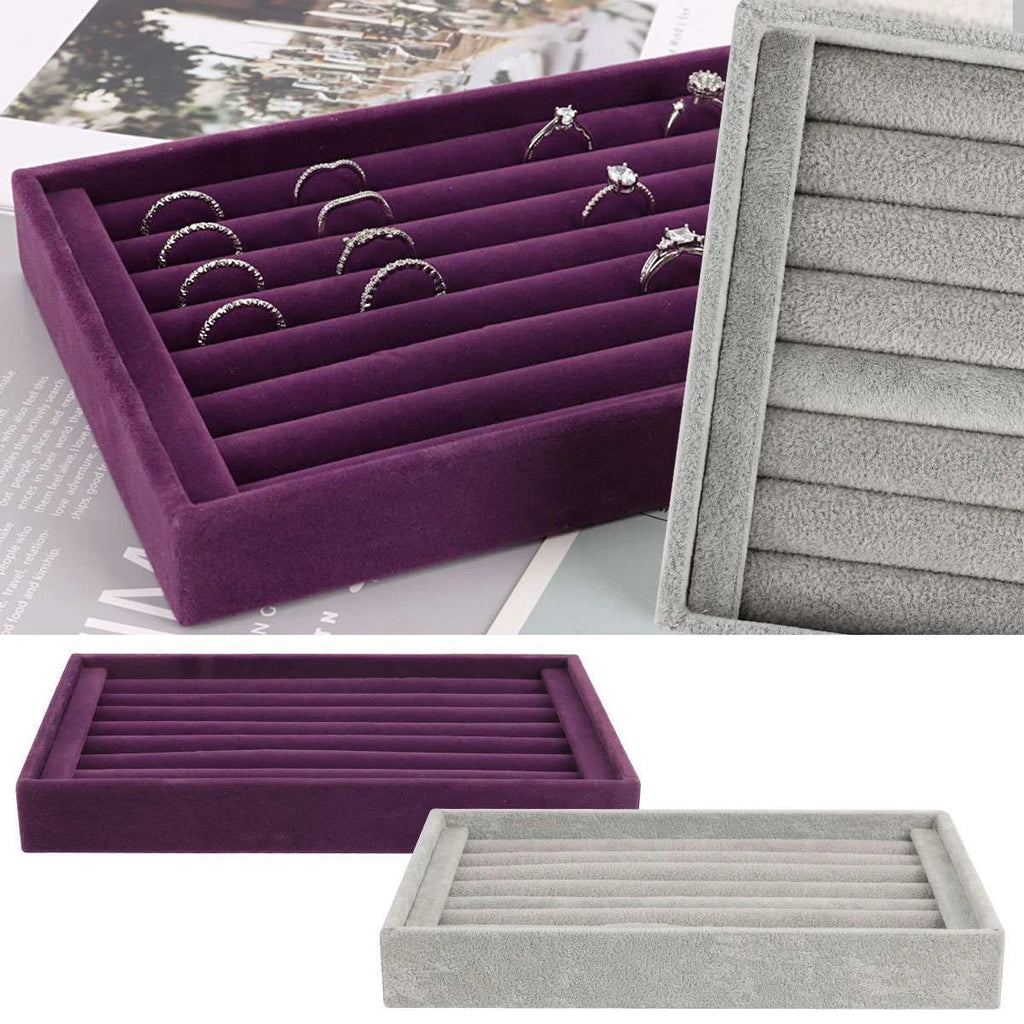2× Velvet Jewelry Ring Display Organizer Case Earring Storage Box Tray Holder US | eBay