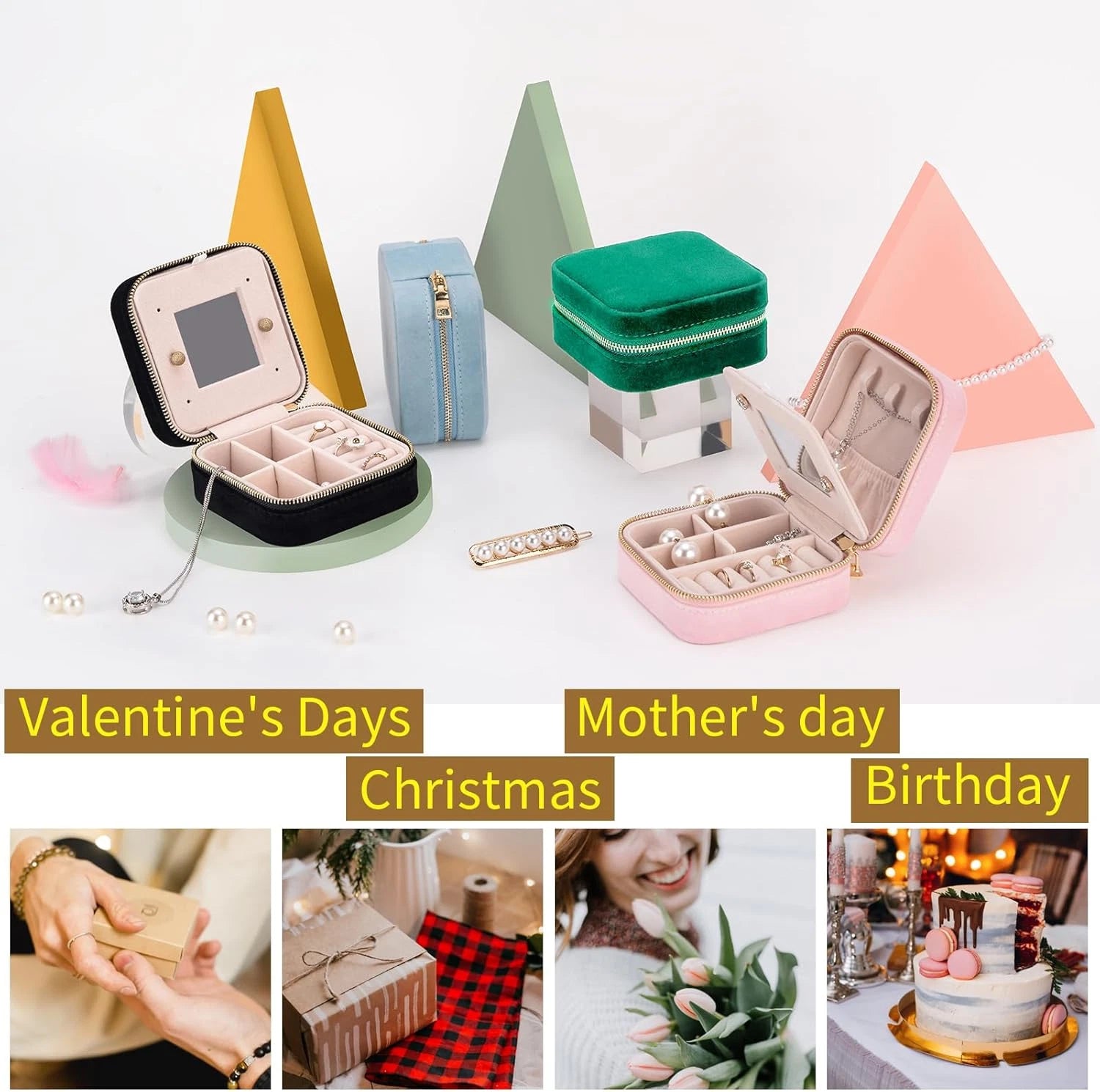 Travel Velvet Jewelry Box with Mirror, Portable Organizer for Rings Earrings etc | eBay