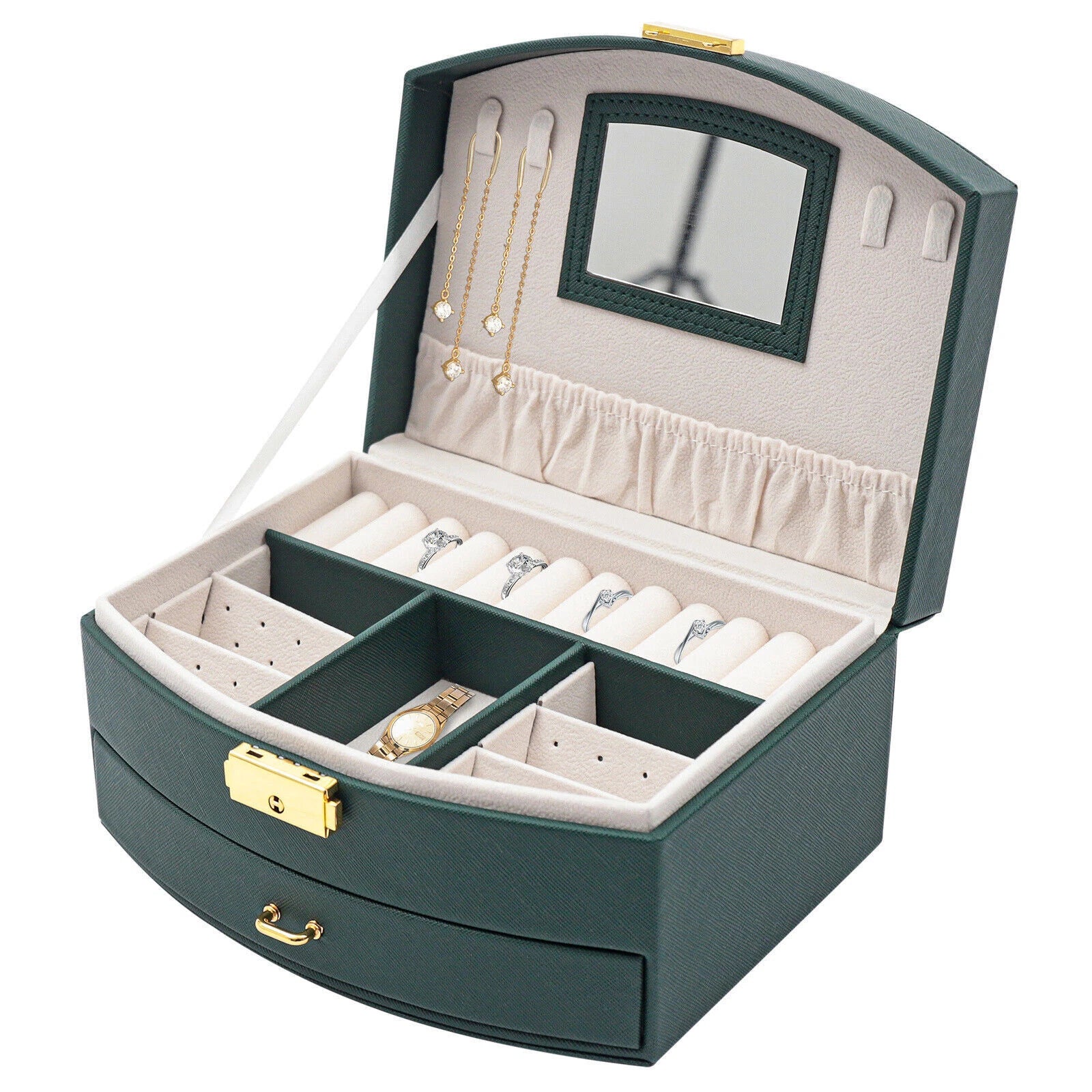 Large Jewelry Storage Case Jewelry Box Organizer for Women Girls with 2 Drawers | eBay