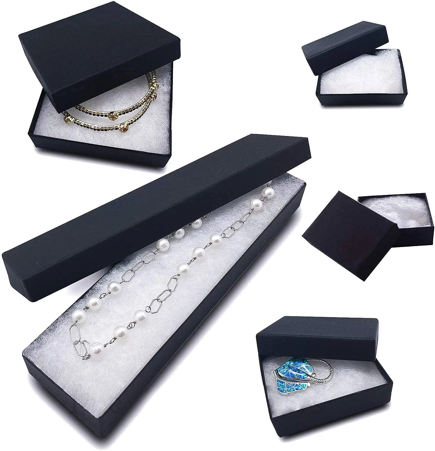 25-Pack Cardboard Paper JEWELRY GIFT BOX Case with Cotton Padding Insert - BLACK | eBay