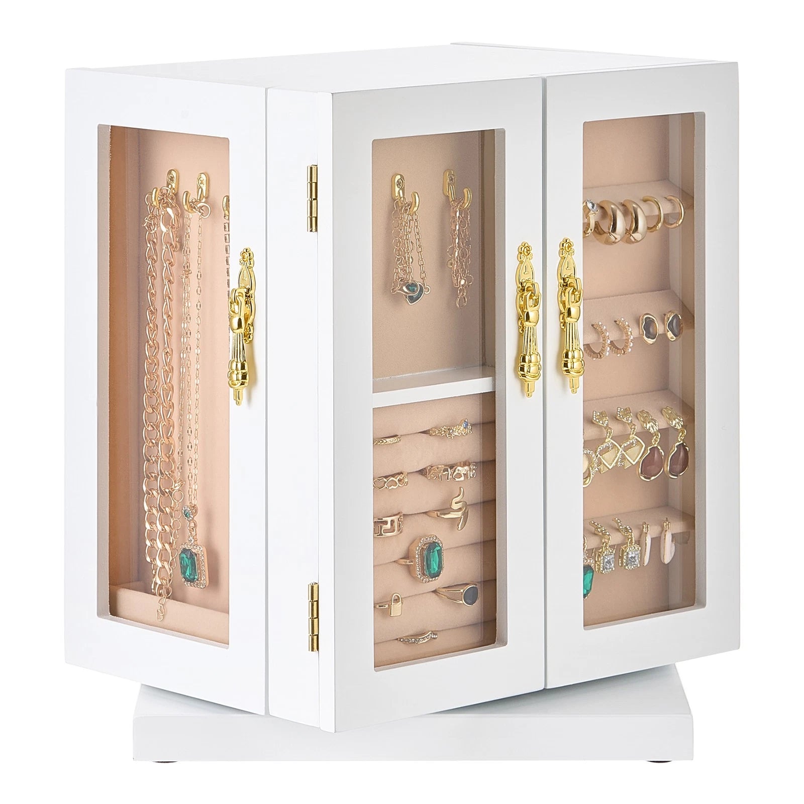 Jewelry Box 360° Rotating Jewelry Organizer with 5 Spacious Drawers White | eBay