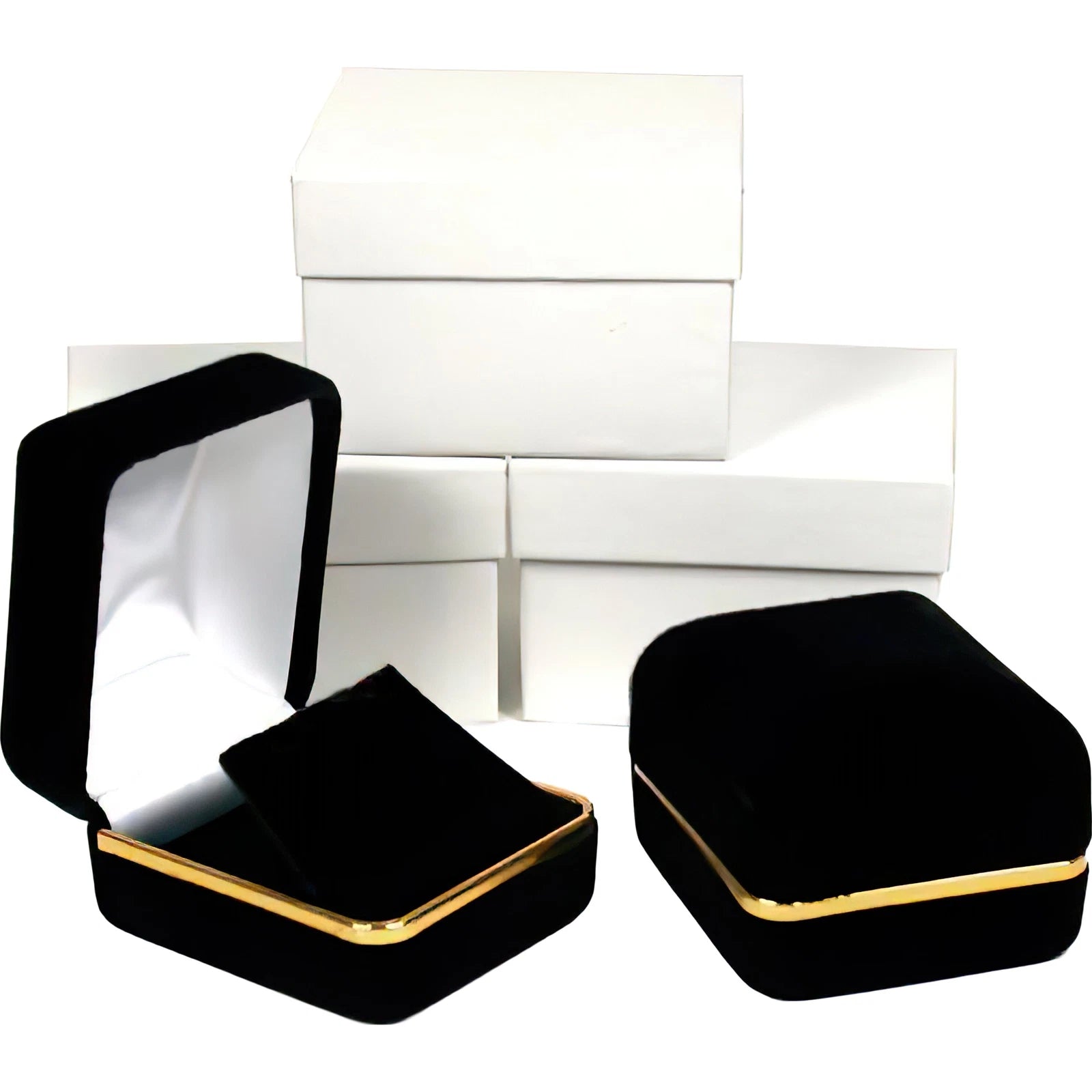 3 Earring Gift Box Black Velvet Gold Showcase Display | eBay