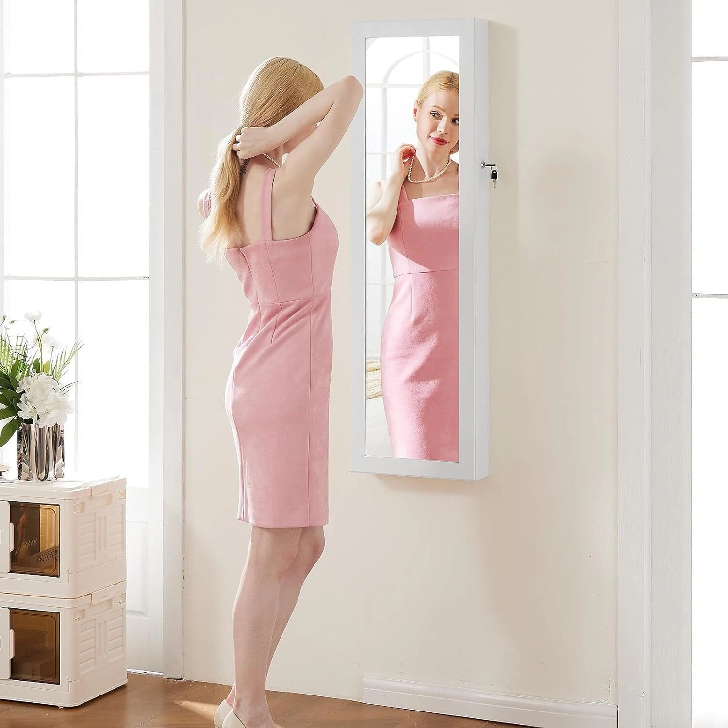 Full-Length Mirror Jewelry Cabinet Wall Door Mount Organizer Lockable Storage | eBay