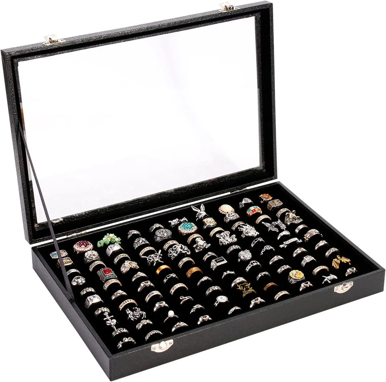 2X 100 Slots Ring Case Organizer Display Box,Rings Holder Storage Boxes | eBay