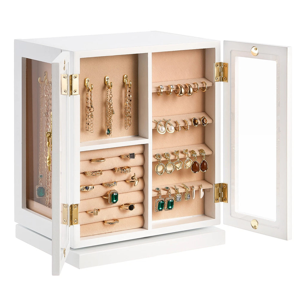 Jewelry Box 360° Rotating Jewelry Organizer with 5 Spacious Drawers White | eBay