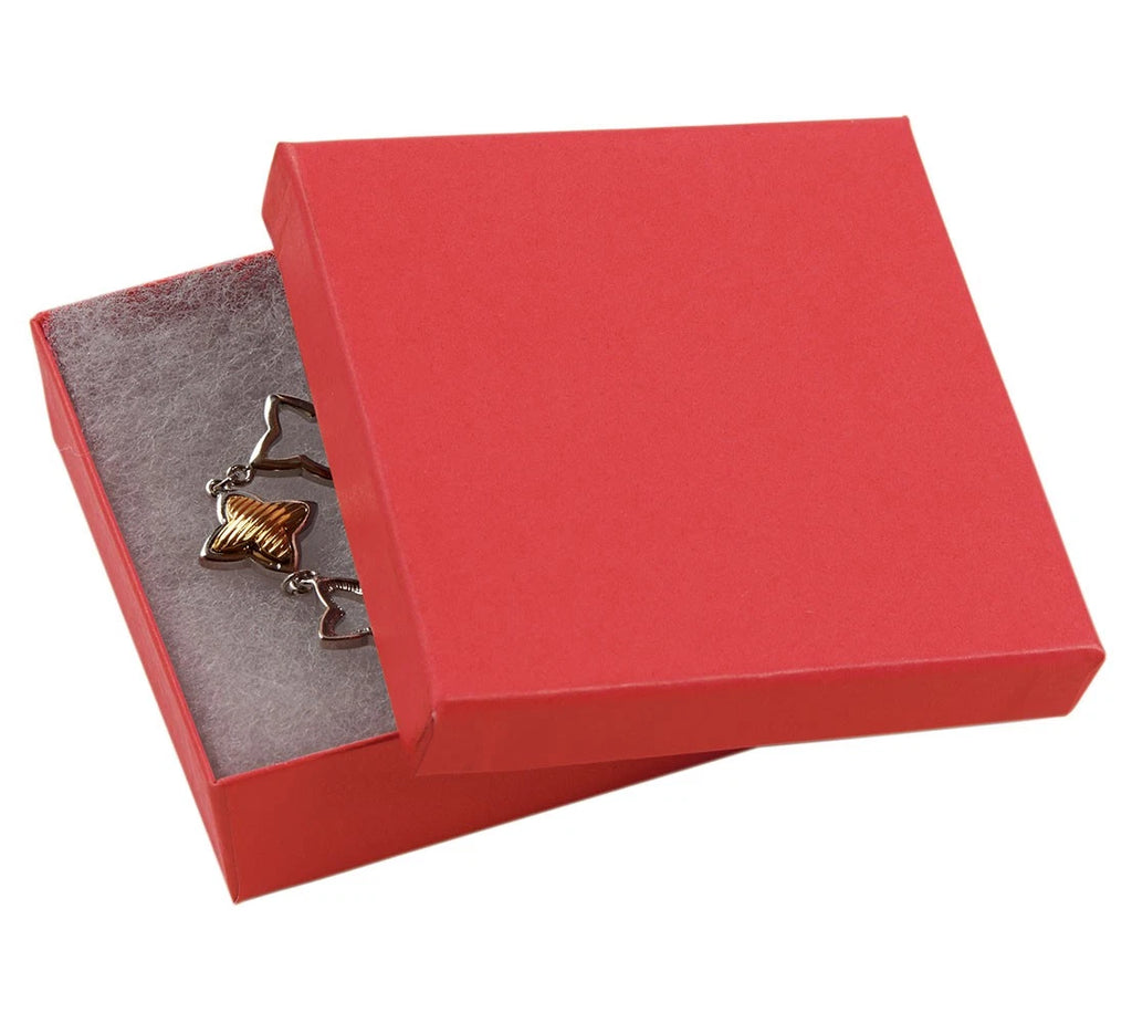 SSWBasics 3 ½ x 3 ½ x 1 inch Cotton Filled Red Jewelry Boxes - Pack of 100- Red | eBay