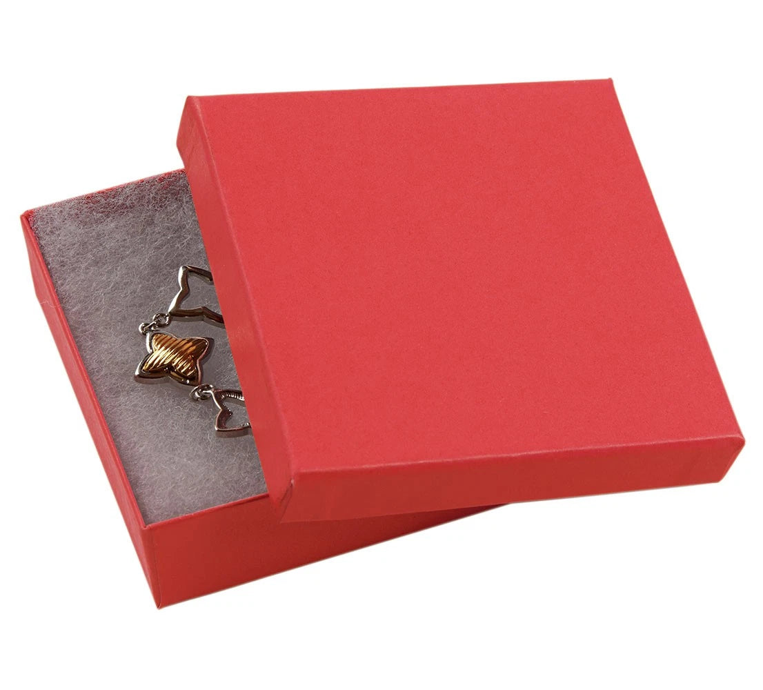 SSWBasics 3 ½ x 3 ½ x 1 inch Cotton Filled Red Jewelry Boxes - Pack of 100- Red | eBay