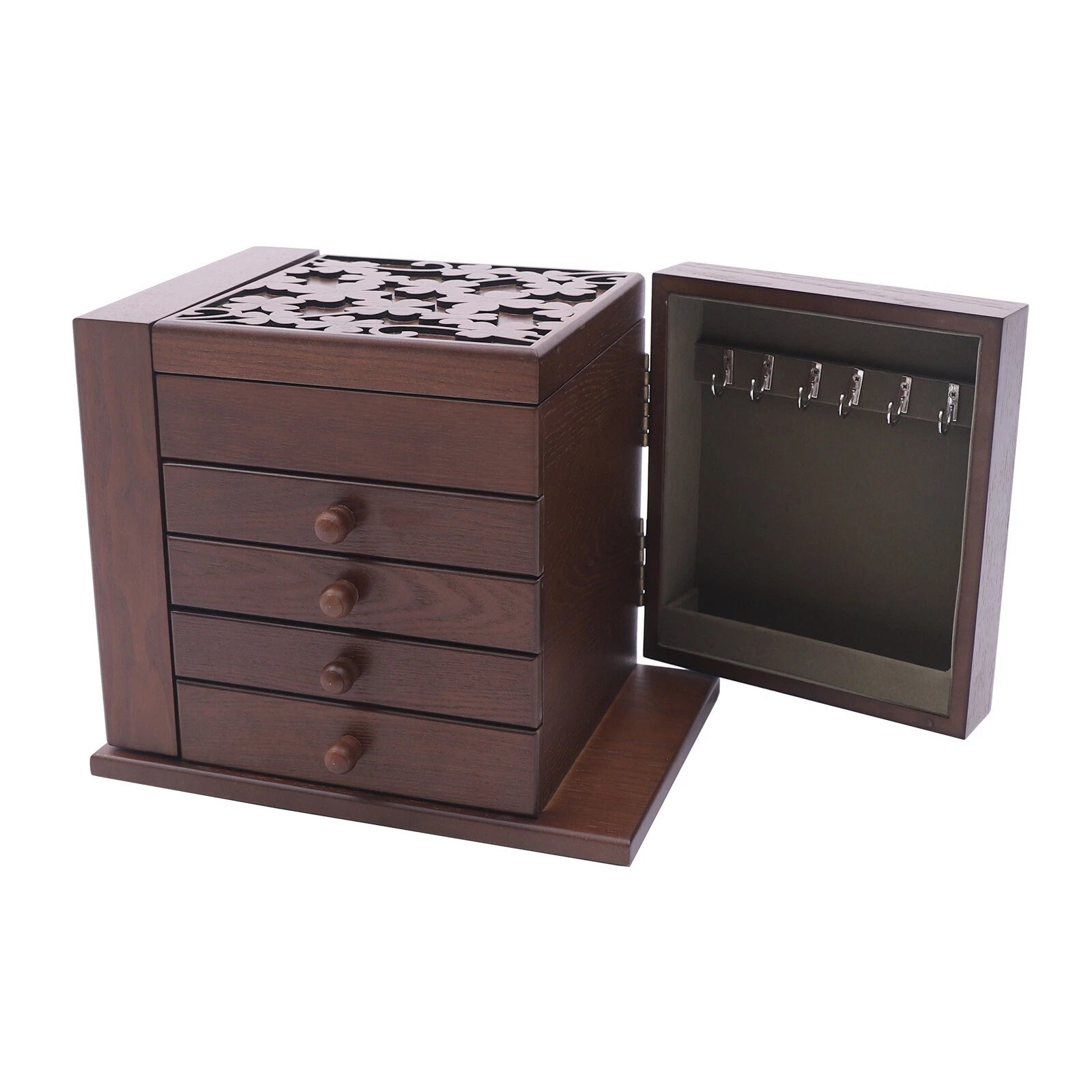5 Layers Case Vintage Large Jewelry Organizer Wooden Storage Box w/ 4 Drawers | eBay