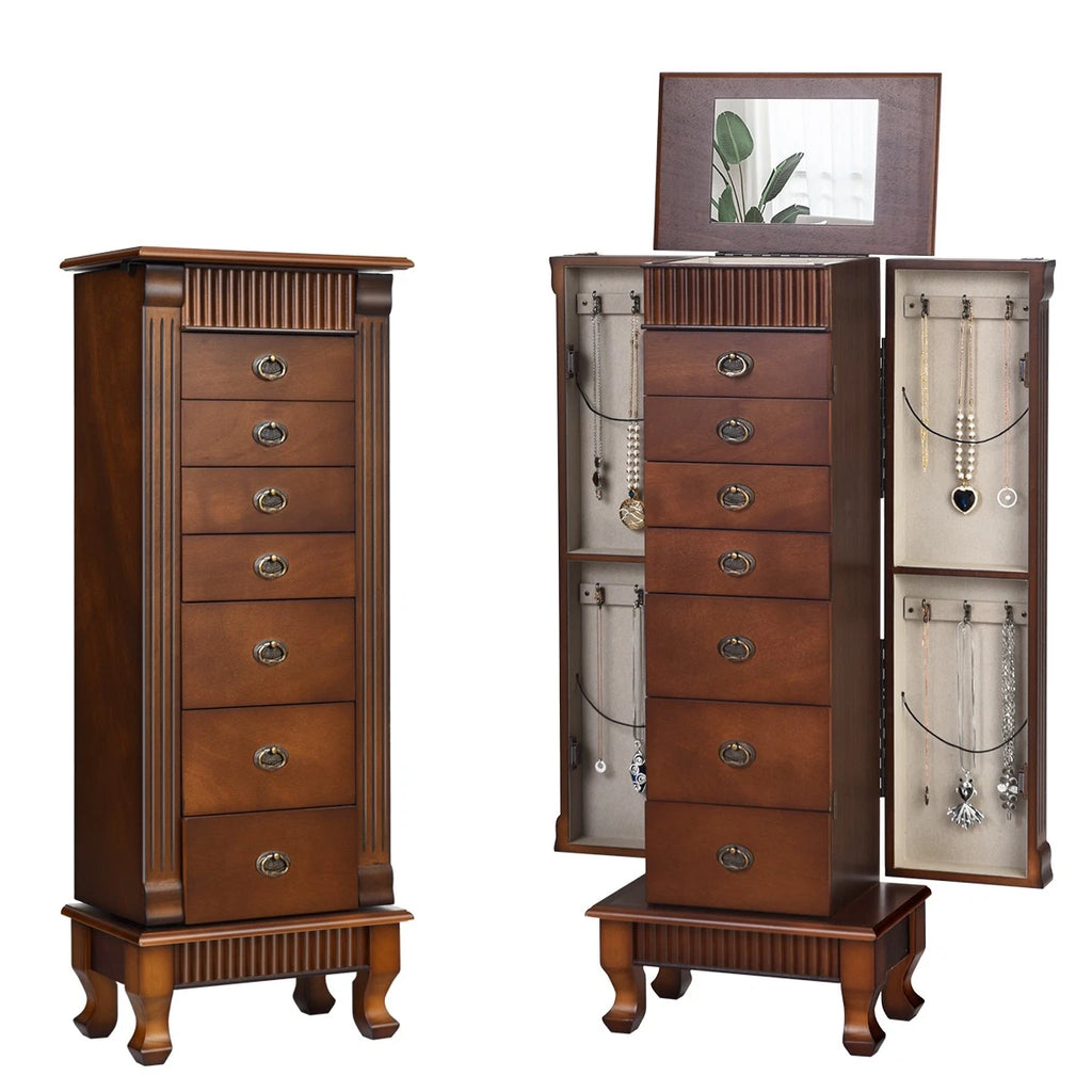 Jewelry Cabinet Armoire Box Storage Chest Stand Organizer Wood Christmas Gift | eBay