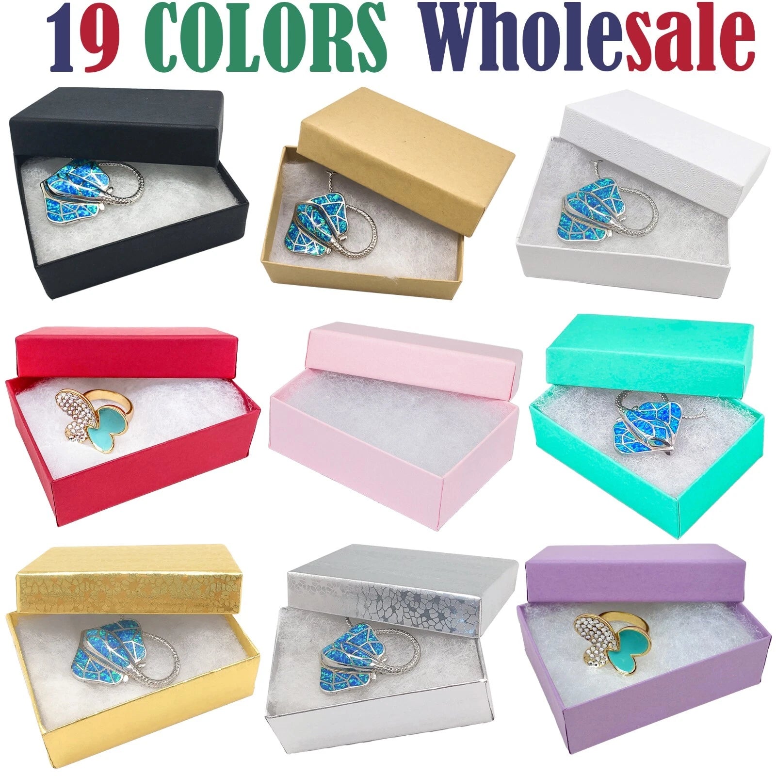BULK 3.2x2.2x1 Cardboard #32 JEWELRY GIFT BOXES Cotton Fill Kraft Small Shipping | eBay