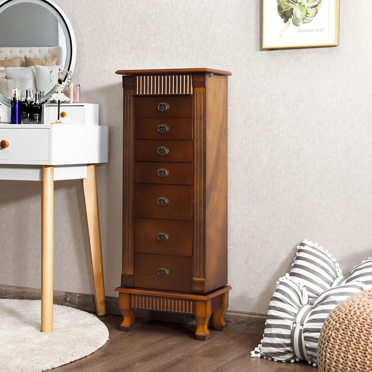 Jewelry Cabinet Armoire Box Storage Chest Stand Organizer Wood Christmas Gift | eBay