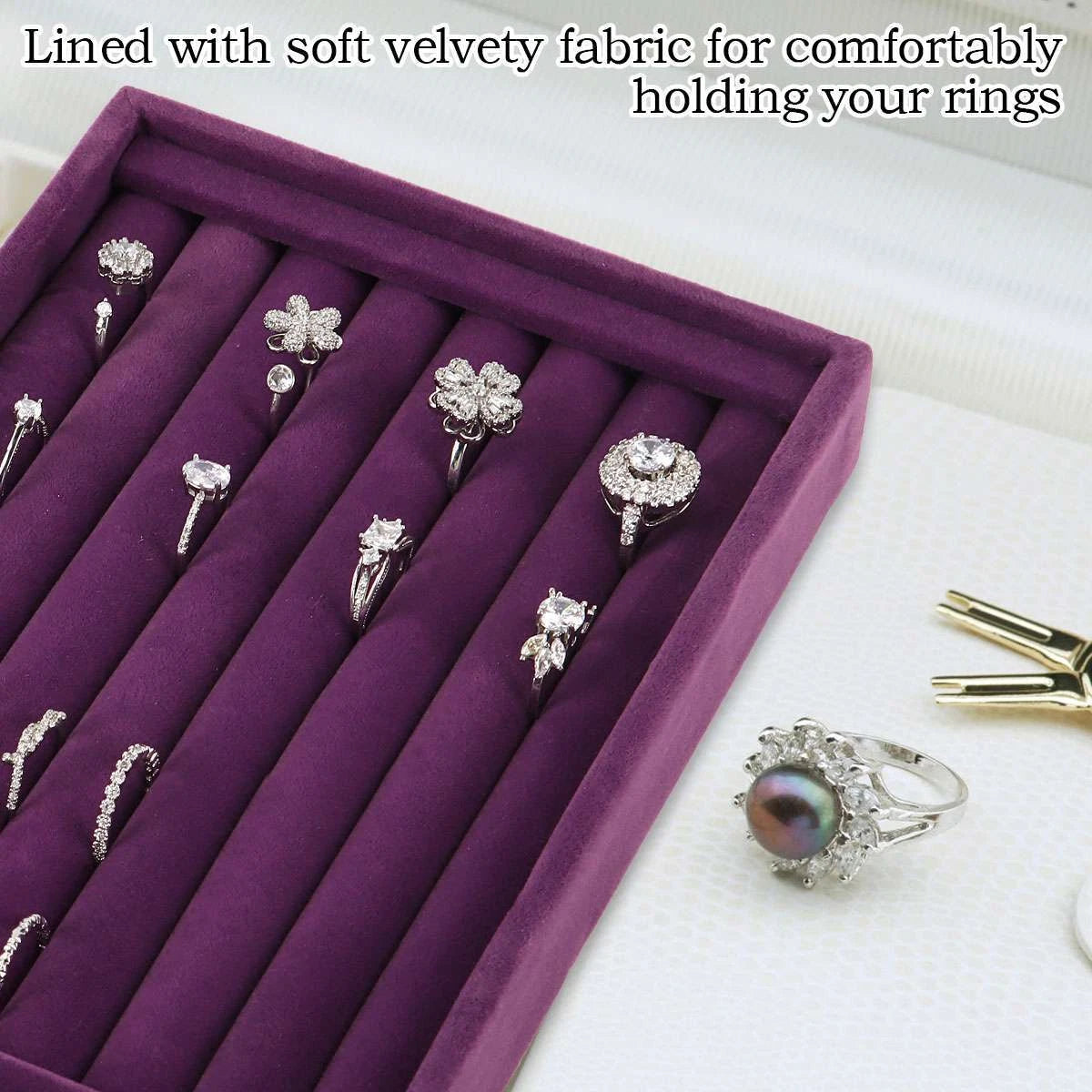 2× Velvet Jewelry Ring Display Organizer Case Earring Storage Box Tray Holder US | eBay