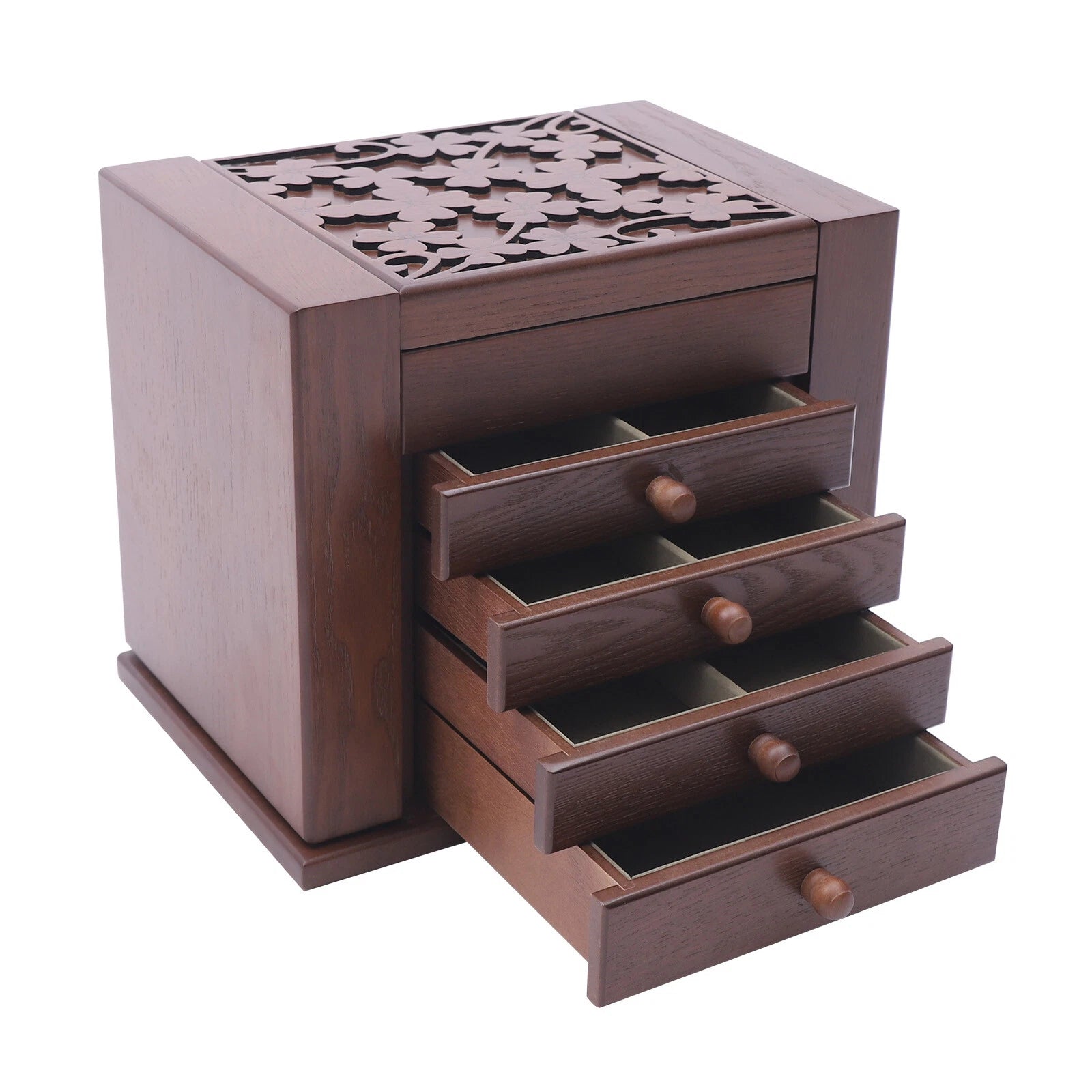 5 Layers Case Vintage Large Jewelry Organizer Wooden Storage Box w/ 4 Drawers | eBay