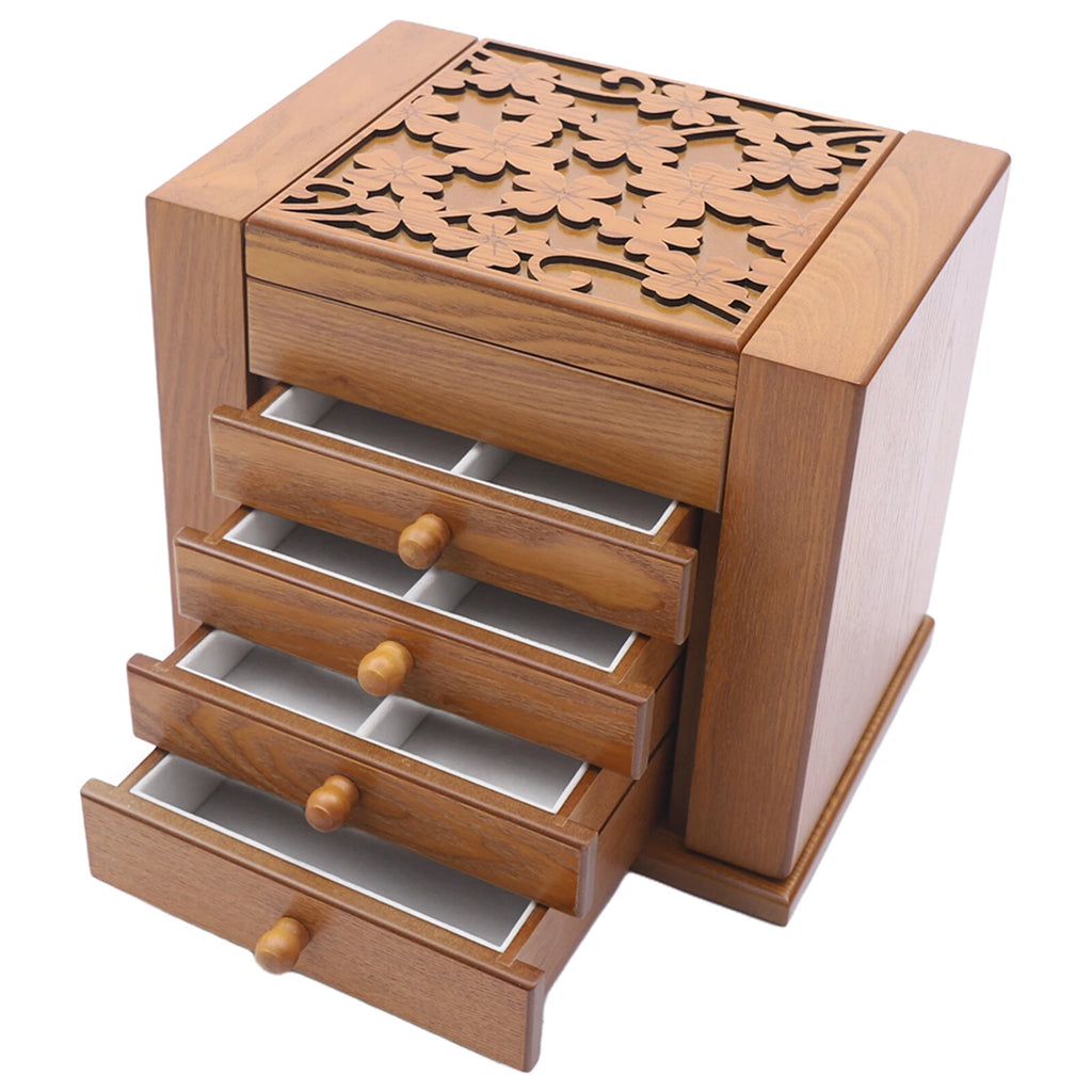5 Layers Vintage Jewelry Organizer Case Large Wooden Storage Box with 4 Drawers | eBay