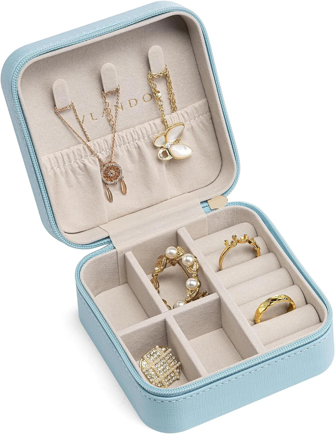 Travel Jewelry Box, Small Jewelry Travel Organizer Case for Girls Women - Blue | eBay