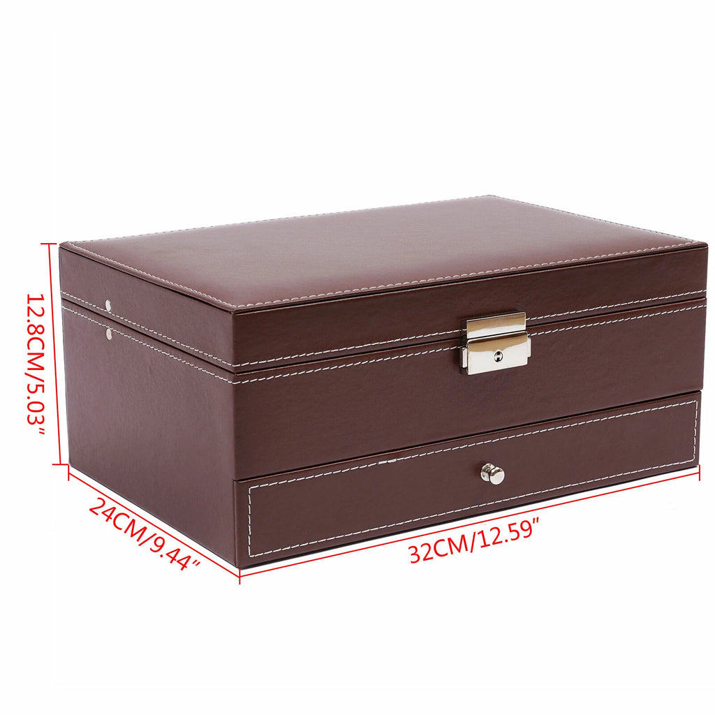 12 Slots Watch Box Case Organizer Women Jewelry Storage Holder Display w/Mirrior | eBay