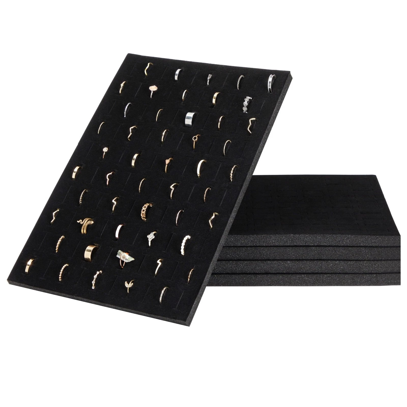 5-Pack 100 Slots Velvet Ring Insert Display Tray (13 x 9 In, Black) 843128189932| eBay