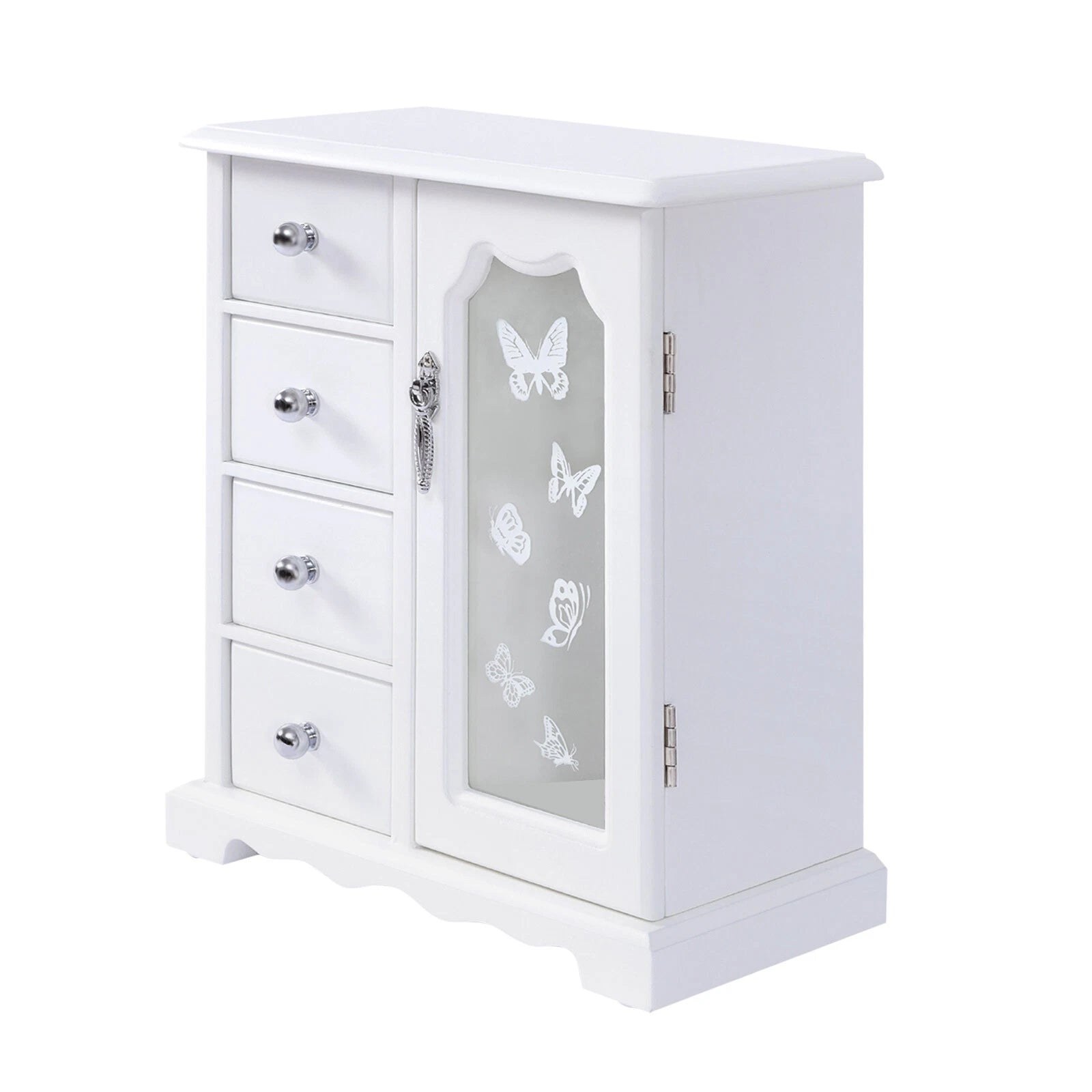Jewelry Box Organizer Case Wooden with 4 Drawers Gift for Girls or Women White | eBay