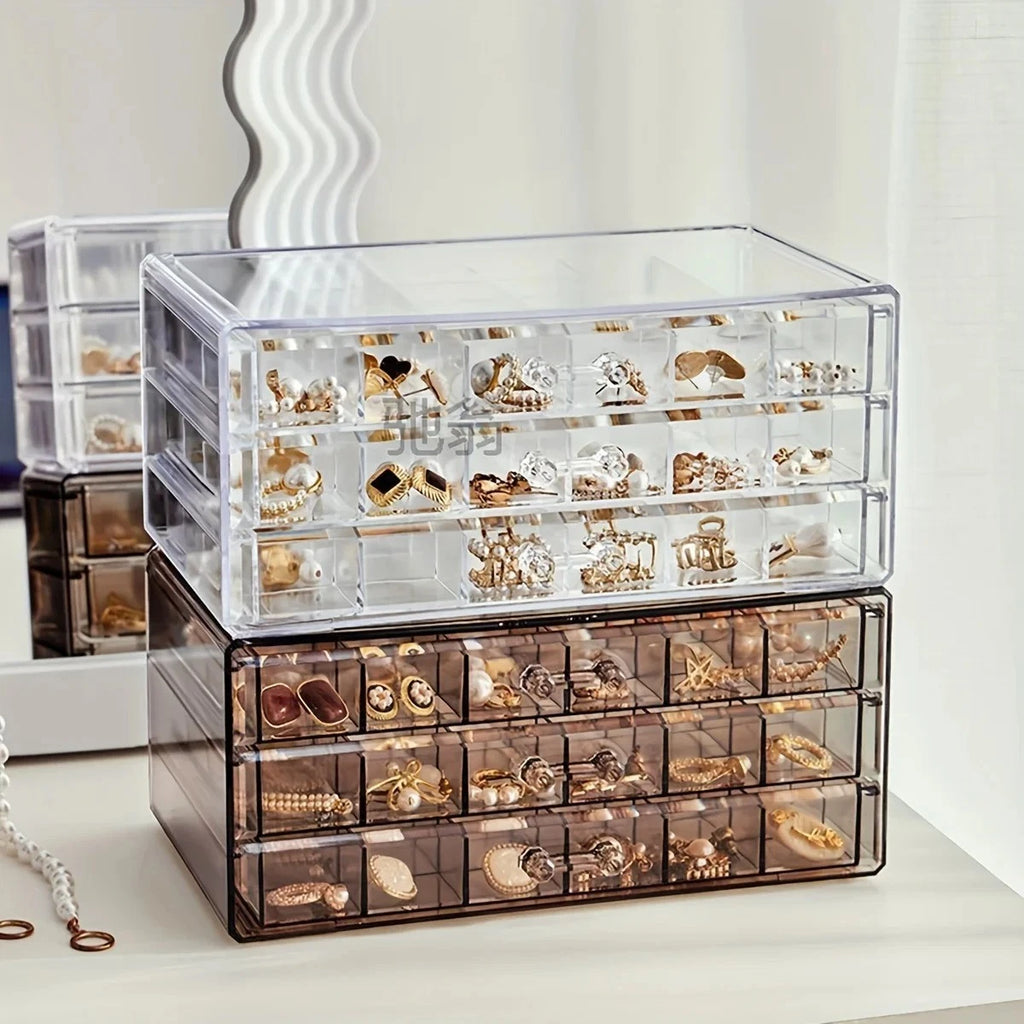 1pc 3-layer 72-grid Large-Capacity Ring Earrings Necklace Jewelry Storage Box | eBay