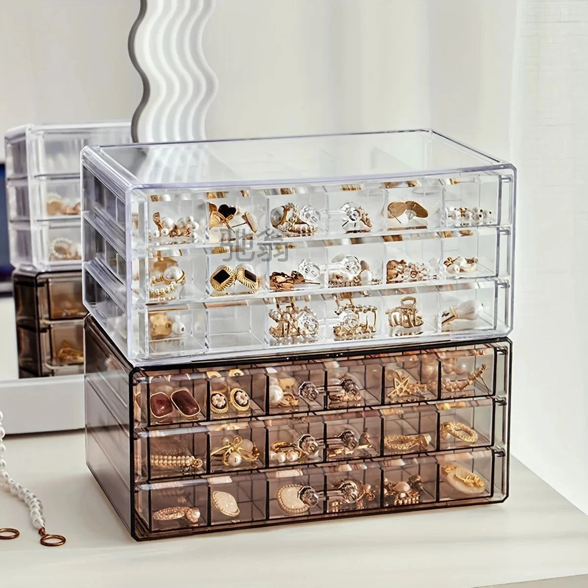 1pc 3-layer 72-grid Large-Capacity Ring Earrings Necklace Jewelry Storage Box | eBay