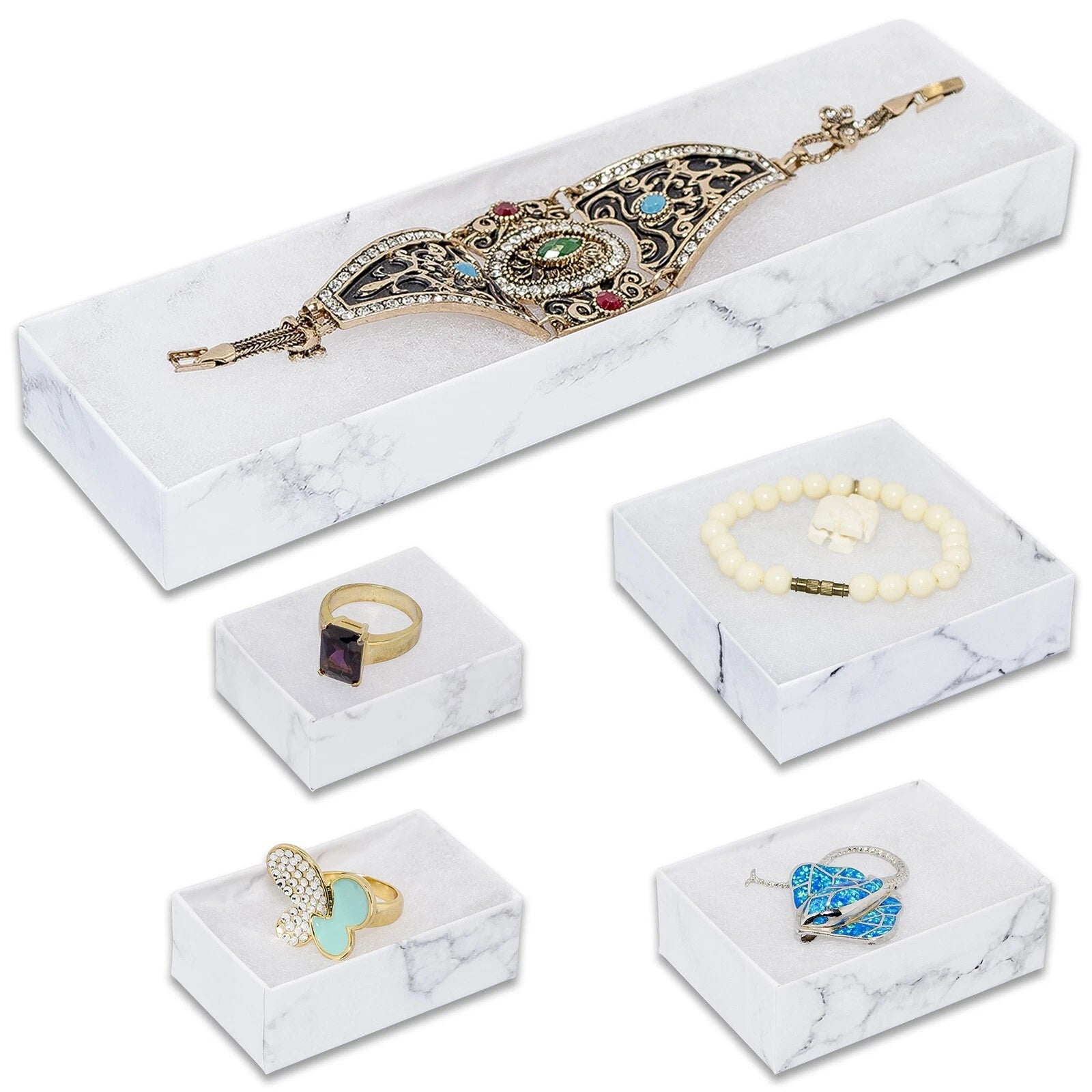 BULK Cardboard Kraft Paper JEWELRY GIFT BOXES Cotton Filled MARBLE for Shipping | eBay