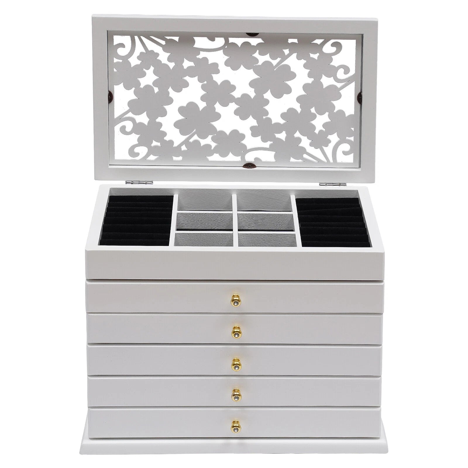 Elegant 6-Layer White Jewelry Box with Vintage Design and Large Capacity | eBay