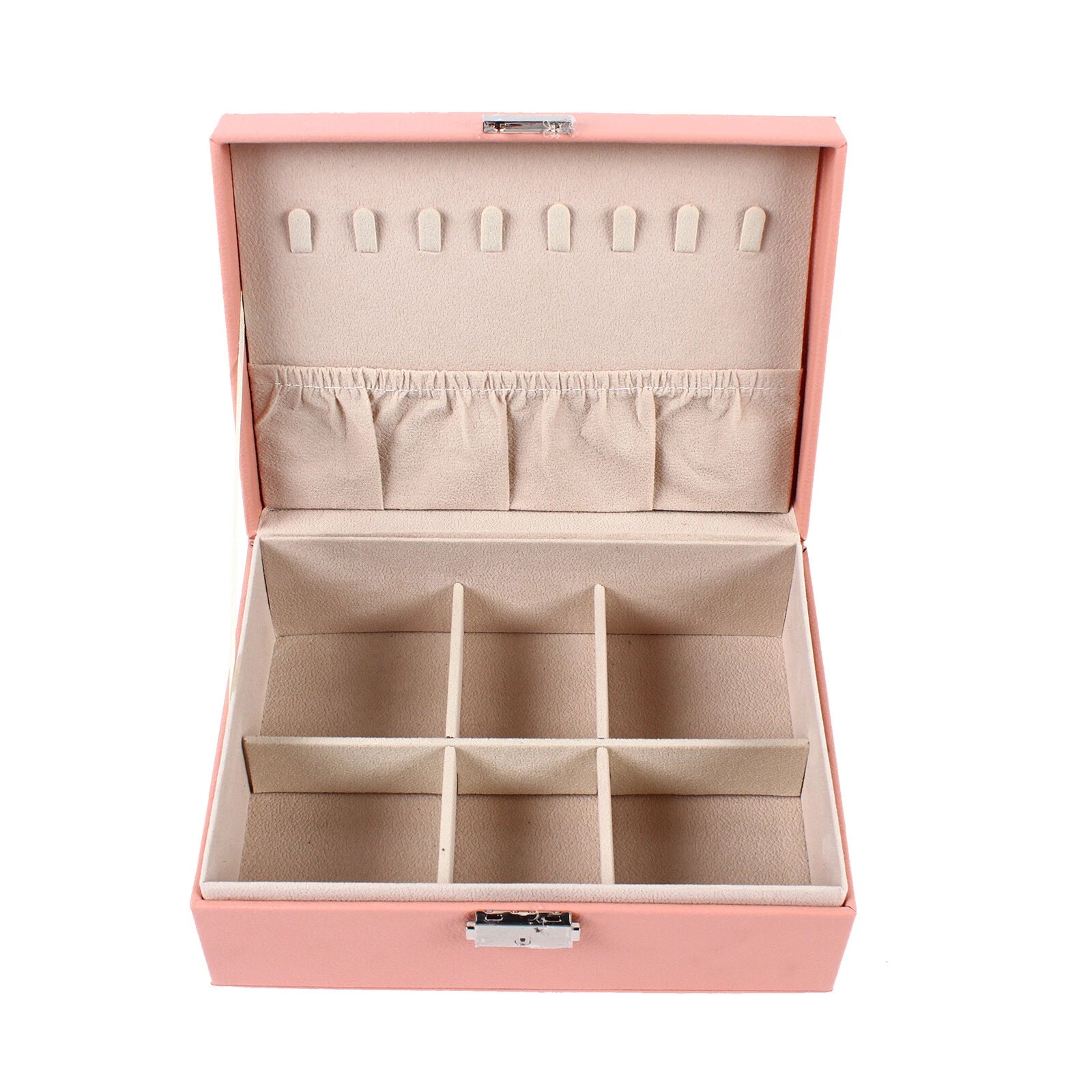 2 Layers Jewelry Box Organizer Large Capacity Ring Earring Necklace Storage New | eBay