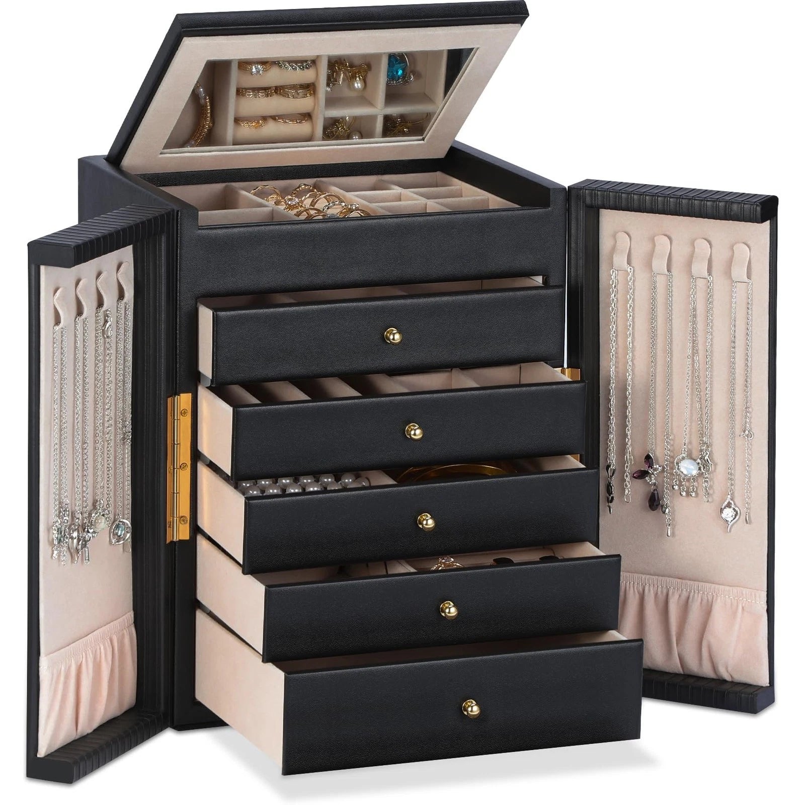 Large Jewelry Organizer Box with 5 Drawers, Jewelry Box for Women, 6-Tier Jew... | eBay