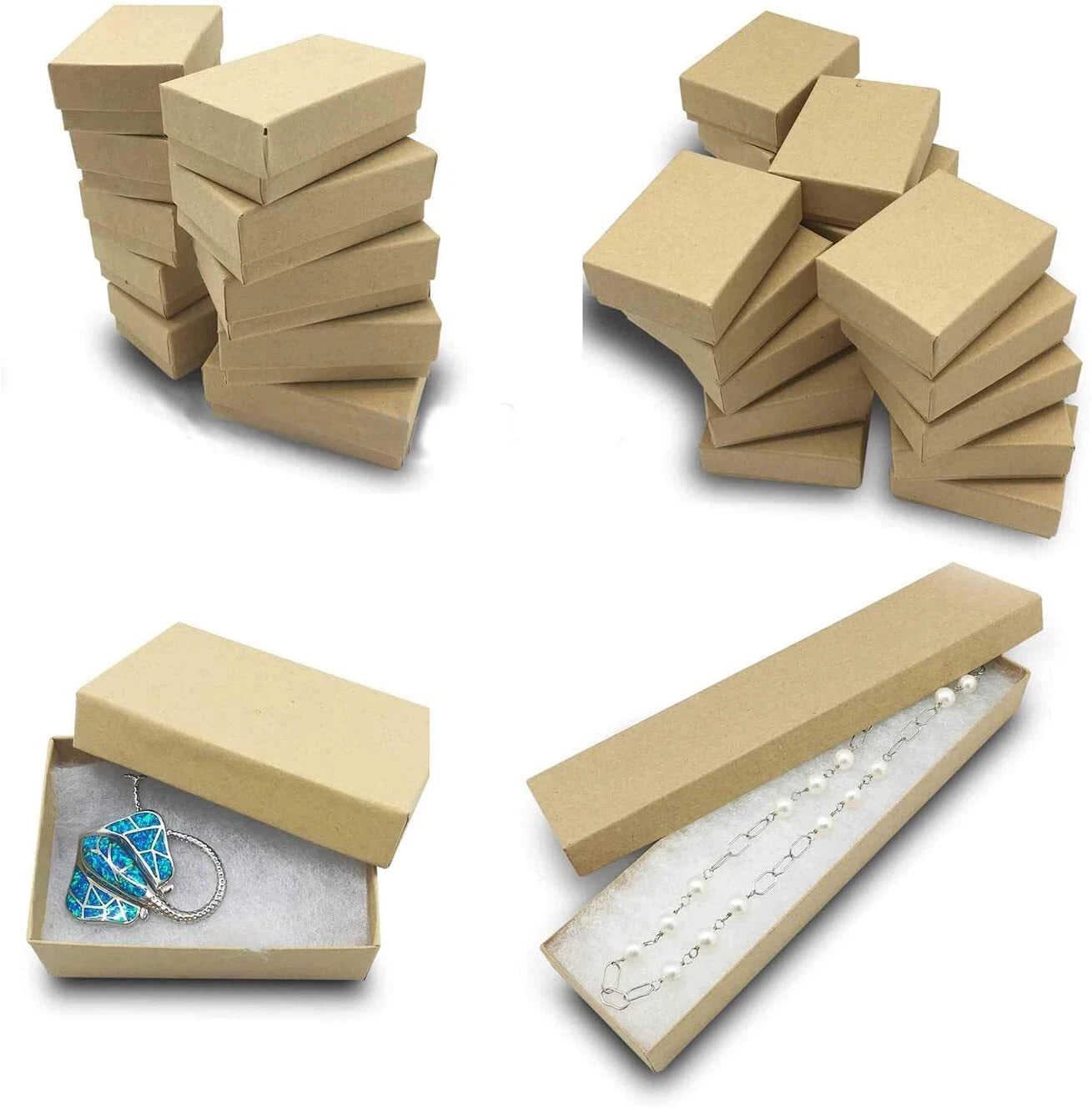 BULK Cardboard Kraft Paper JEWELRY GIFT BOXES Cotton Filled BROWN - for Shipping | eBay