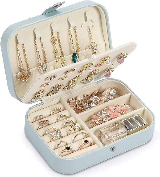 Portable Jewelry Box Organizer Leather Jewellery Ornaments Case Travel Storage | eBay