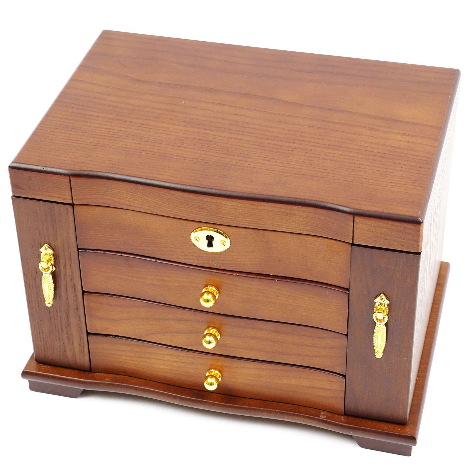 Vintage Large Wooden Jewelry Organizer Box Necklace Rings Bracelet Storage Case | eBay