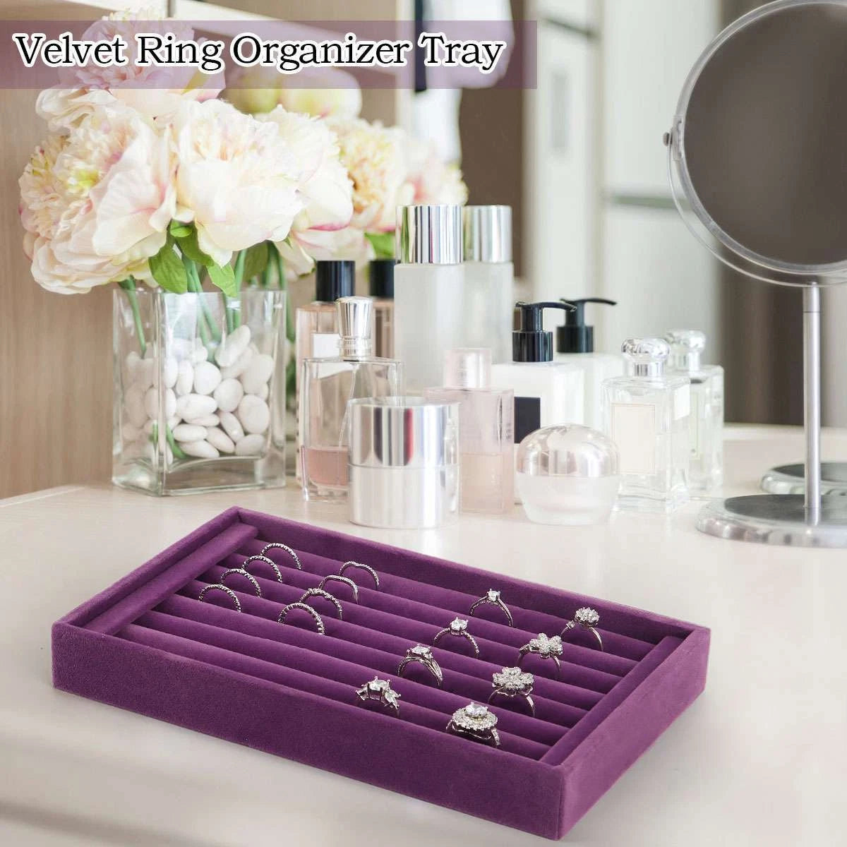 2× Velvet Jewelry Ring Display Organizer Case Earring Storage Box Tray Holder US | eBay