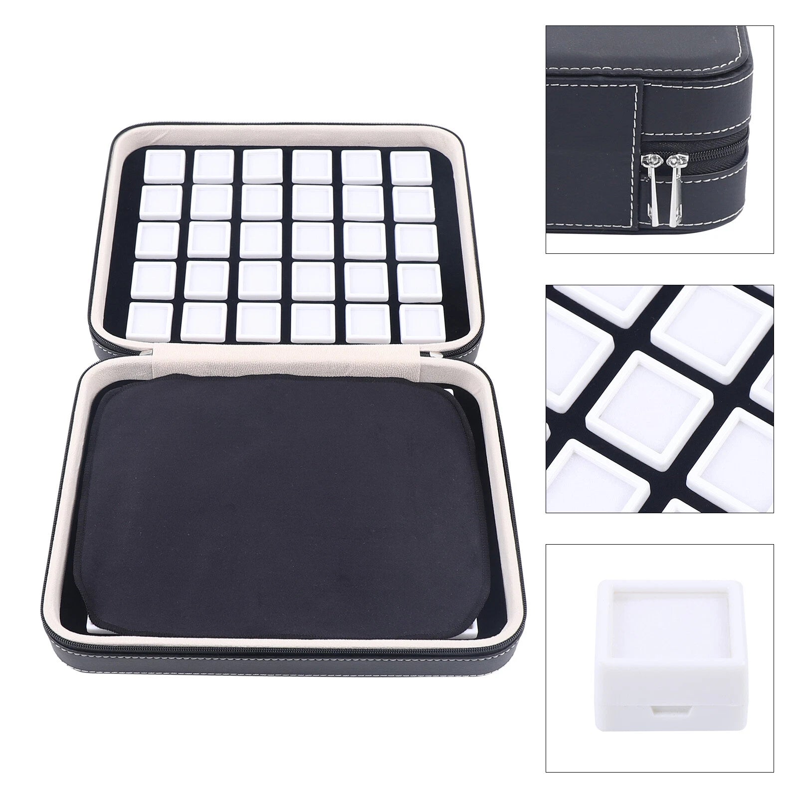 60 Grids Leather Gemstone Gem Diamond Storage Case Jewelry Display Box | eBay
