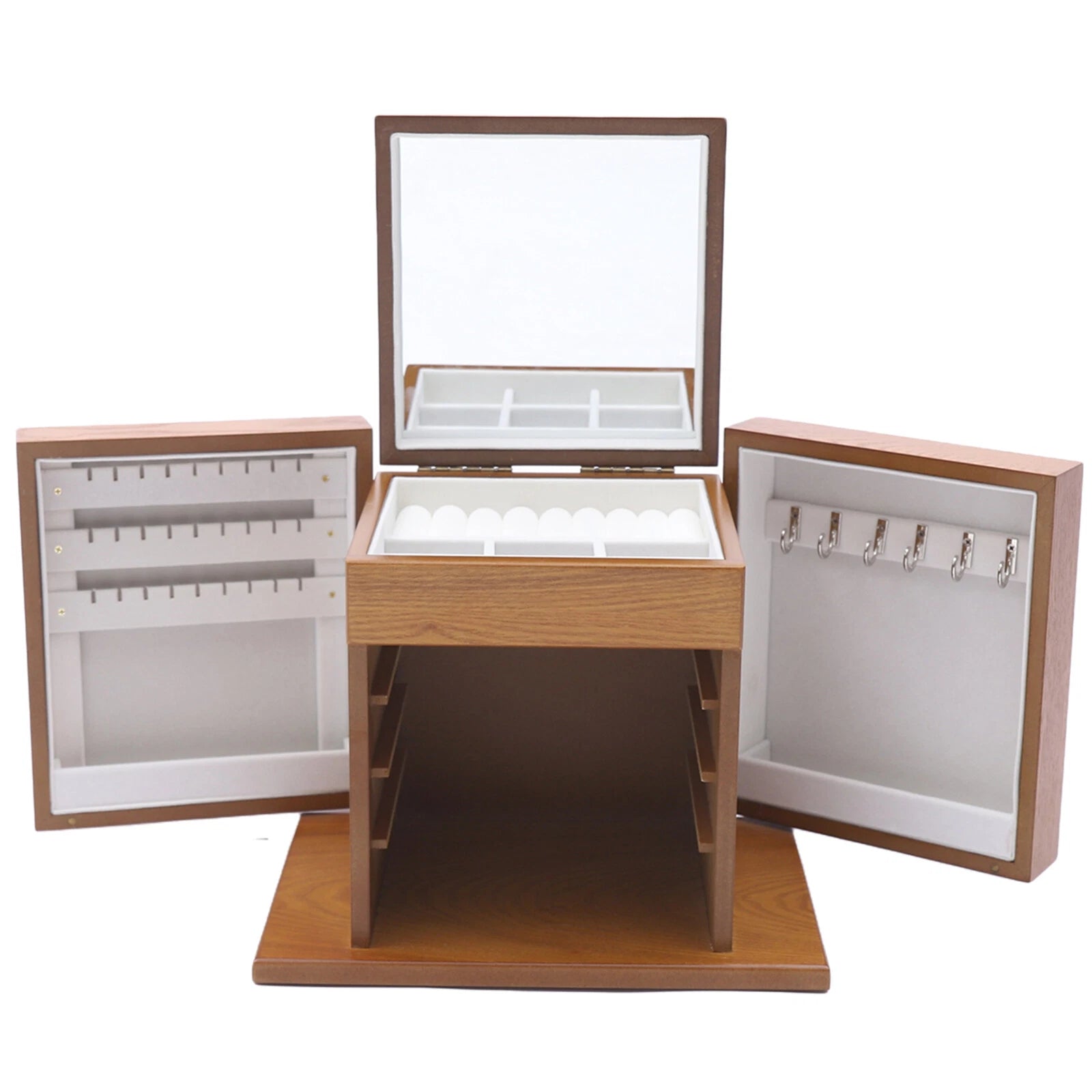 5 Layers Vintage Jewelry Organizer Case Large Wooden Storage Box with 4 Drawers | eBay
