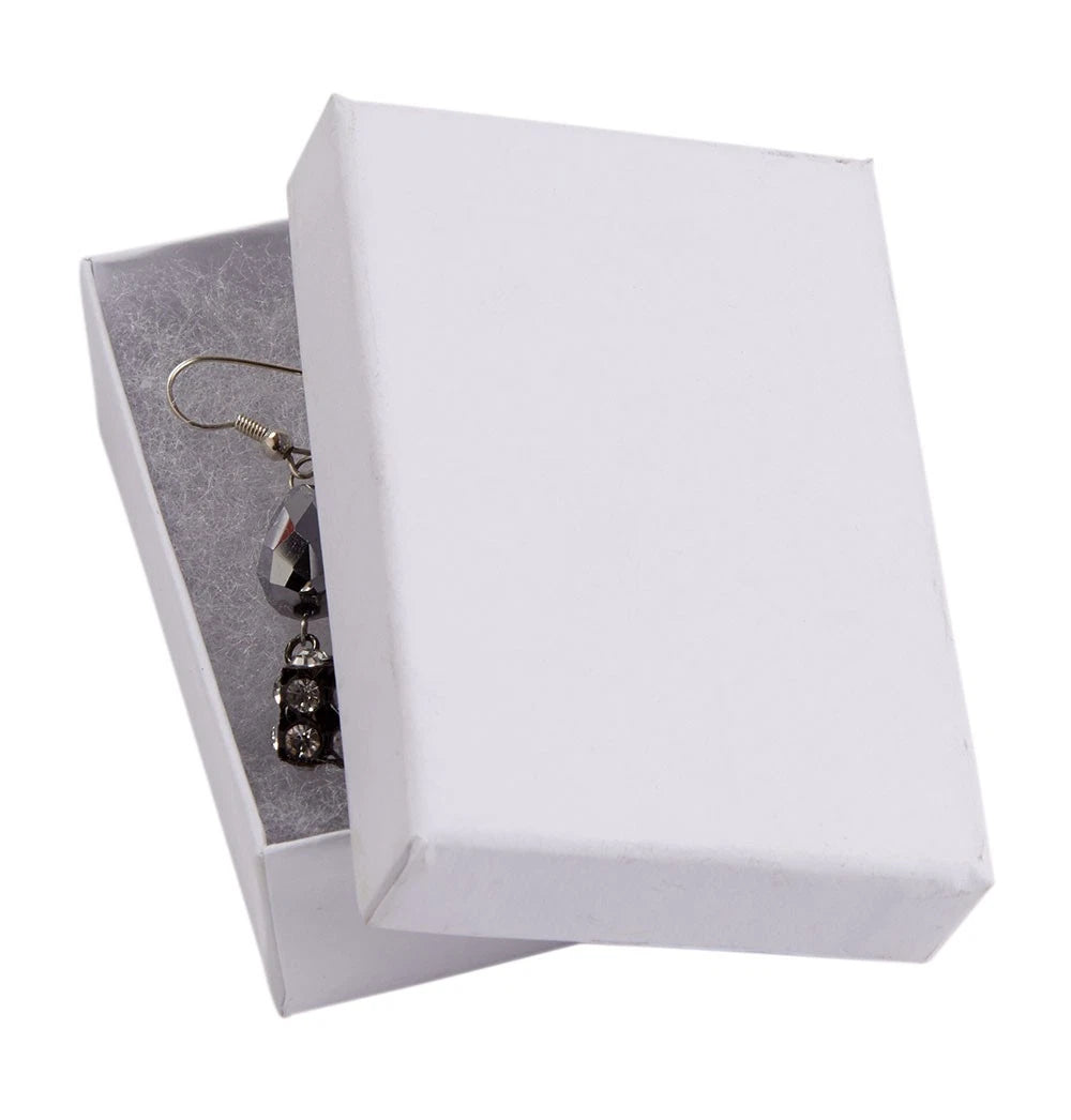 SSWBasics 3 1/16 x 2 1/8 x 1 inch Cotton Filled White Kraft Jewelry Boxes | eBay