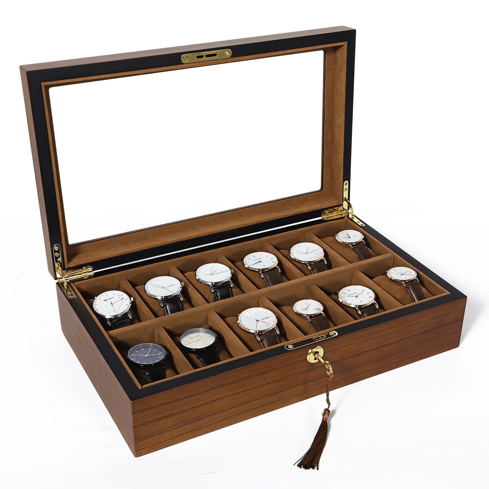 Watch Box Case Organizer Watches Holder Jewelry Storage Top Glass Display Gift | eBay