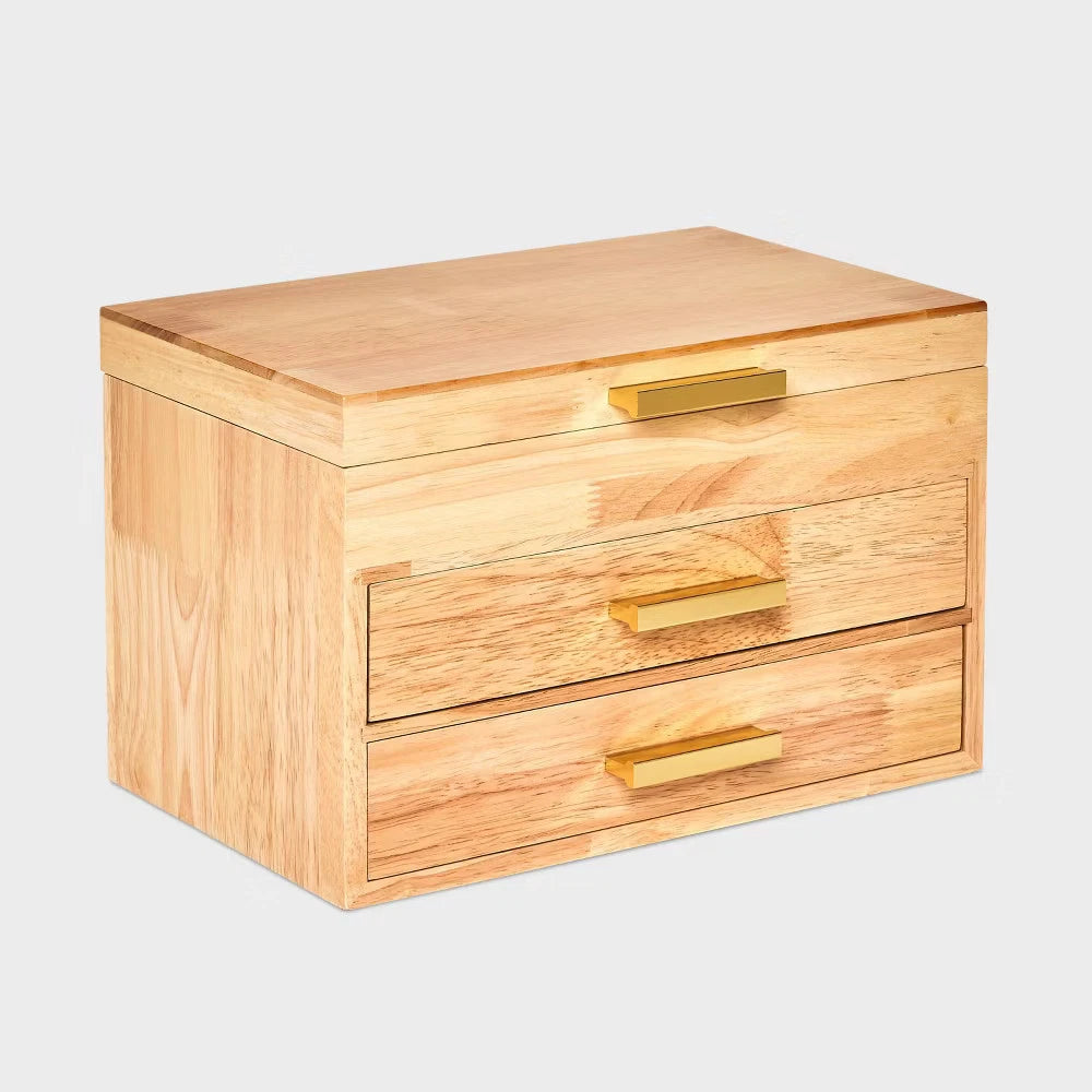 Three Drawer Wood Organizer Jewelry Box - A New Day Light Brown | eBay