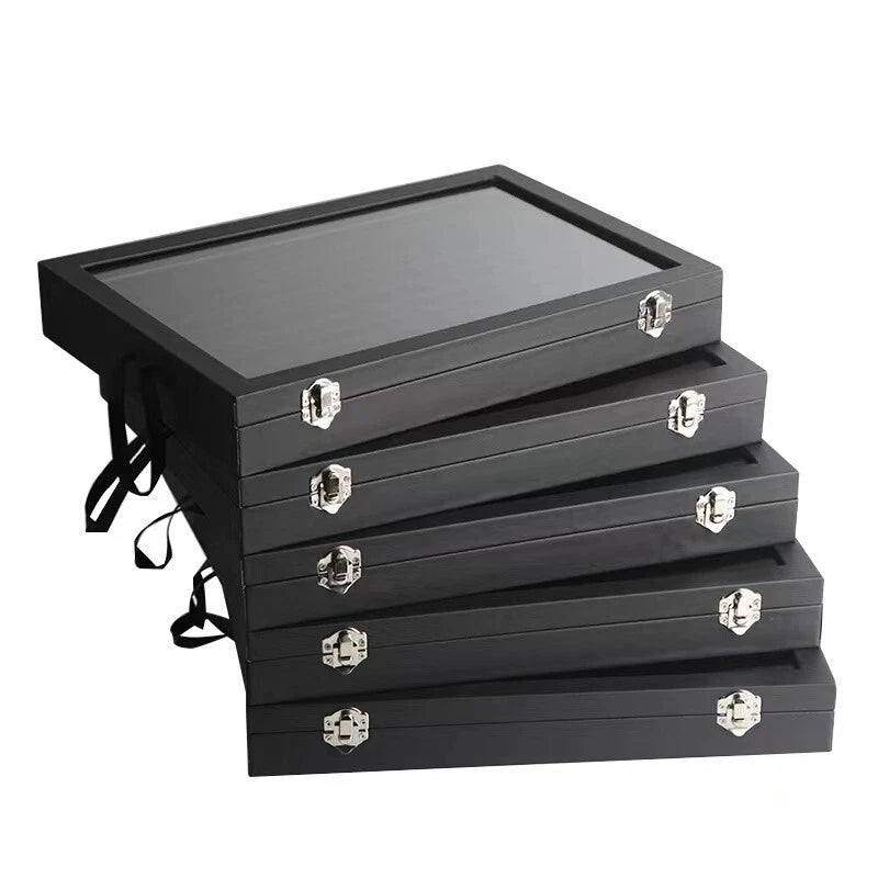 Jewelry Organizer Tray with Clear Lid 24 Grid Velvet Drawer Jewelry Storage | eBay