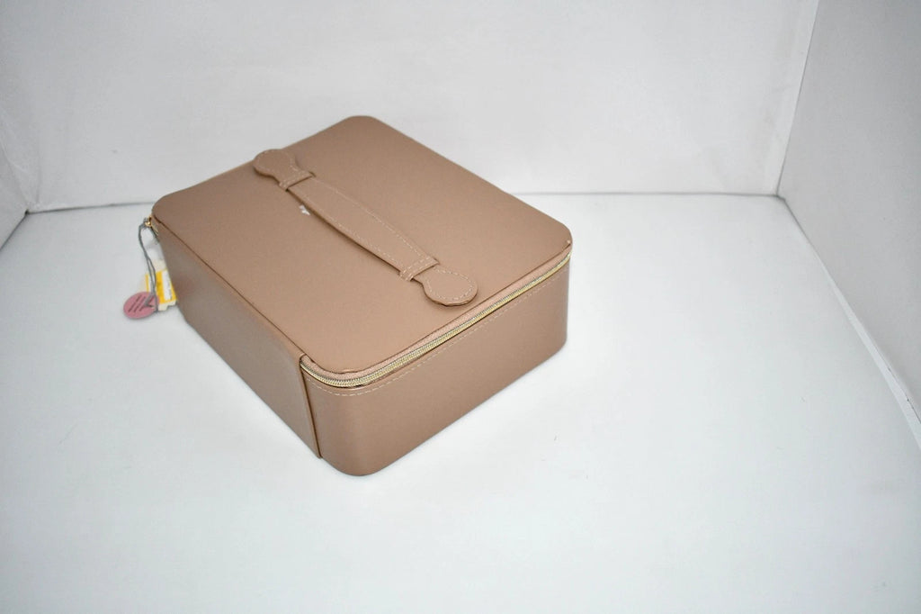 A New Day Jewelry Organizer & Travel Zip Case | Faux Leather Beige Storage Box w | eBay