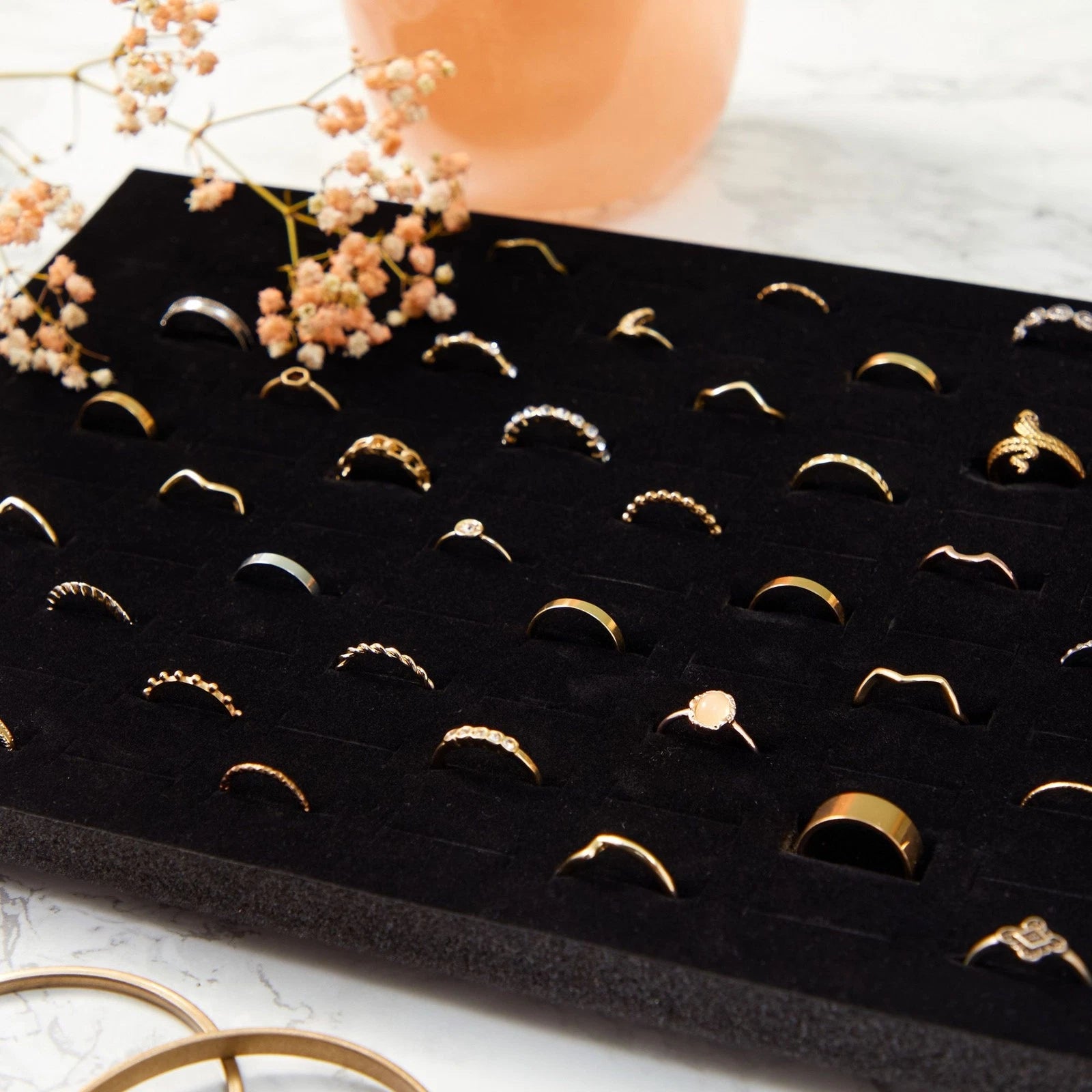 5-Pack 100 Slots Velvet Ring Insert Display Tray (13 x 9 In, Black) 843128189932| eBay