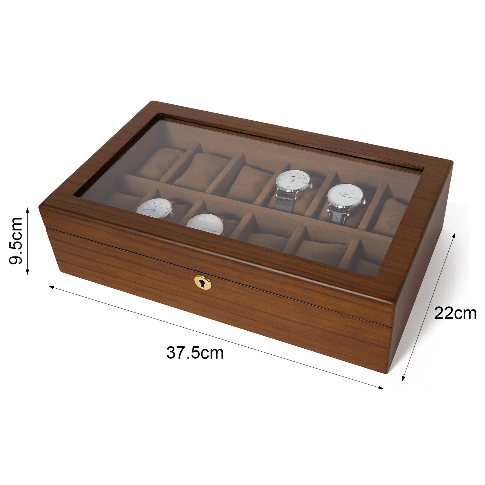 Watch Box Case Organizer Watches Holder Jewelry Storage Top Glass Display Gift | eBay