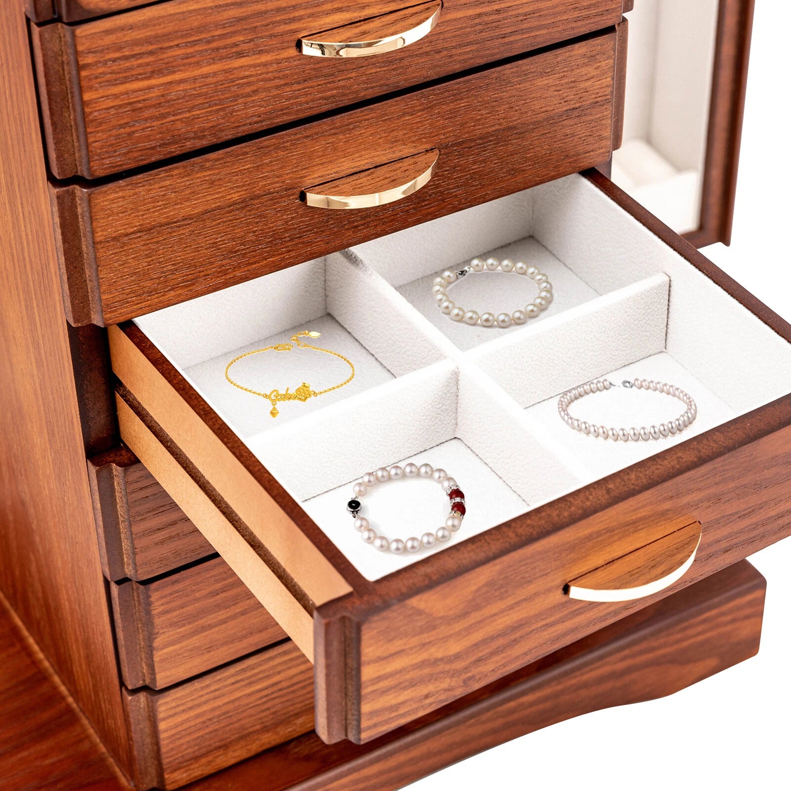 7 Layers Jewelry Box Large Wooden Organizer Box with Mirror Safe Lock for Women | eBay