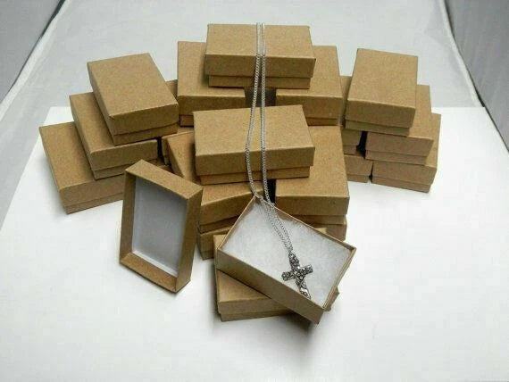 Khaki Kraft Cotton Filled Gift Boxes Jewelry Cardboard Box Lots of 5~20~50~100 | eBay