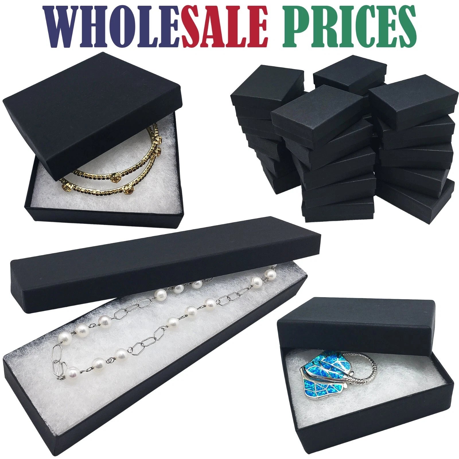 BULK Cardboard Kraft Paper JEWELRY GIFT BOXES Cotton Filled BLACK - for Shipping | eBay