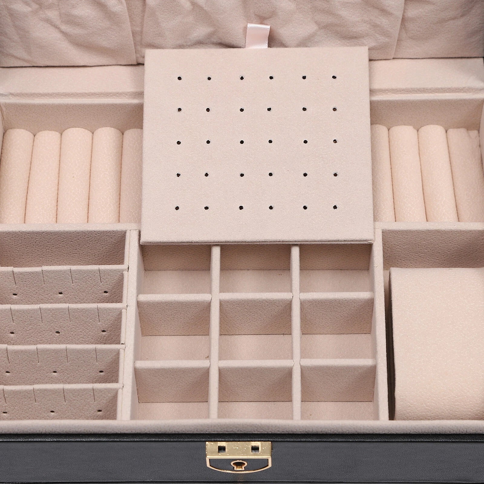 3-Layer Jewelry Box Organizer with Lockable Storage and Velveteen Lining | eBay