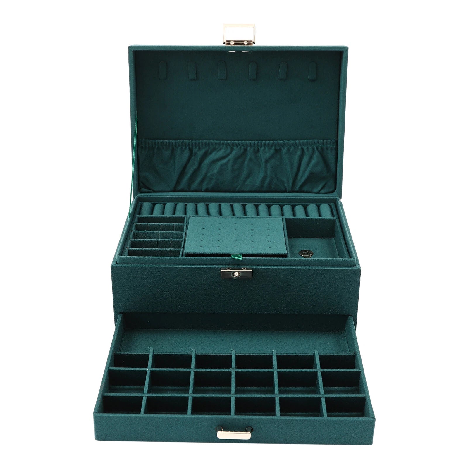 Jewelry Box Organizer Rings Storage Case W/ Lock 3-layers For Necklaces Gift NEW | eBay