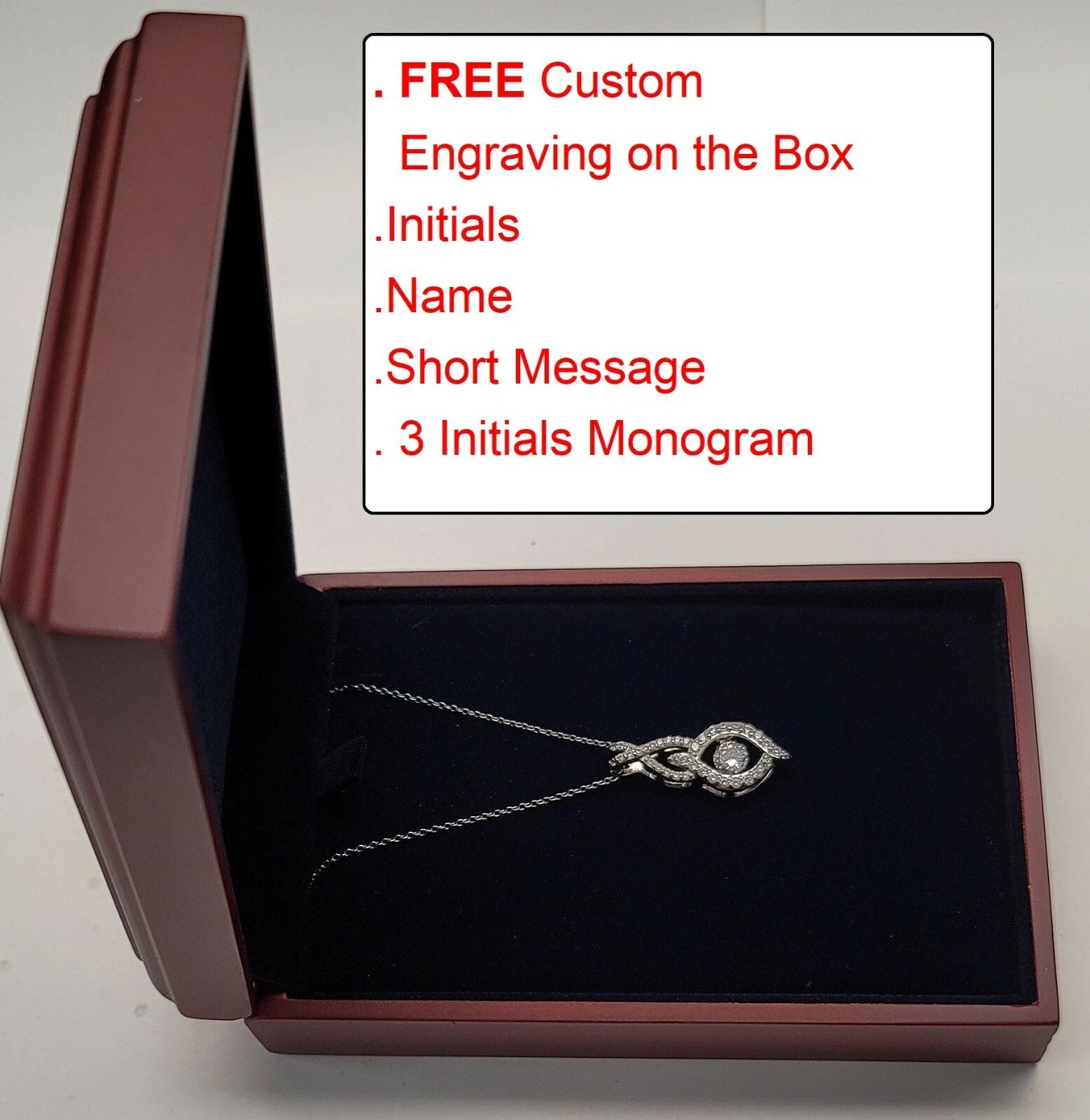 Wooden necklace box, Jewelry box, FREE engraving (Necklace not included) | eBay