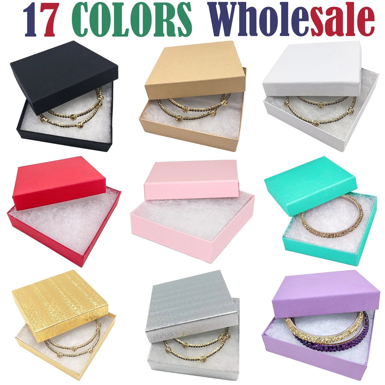 BULK 3.5x3.5x1 Cardboard #33 JEWELRY GIFT BOXES Cotton Fill Kraft Paper Shipping | eBay