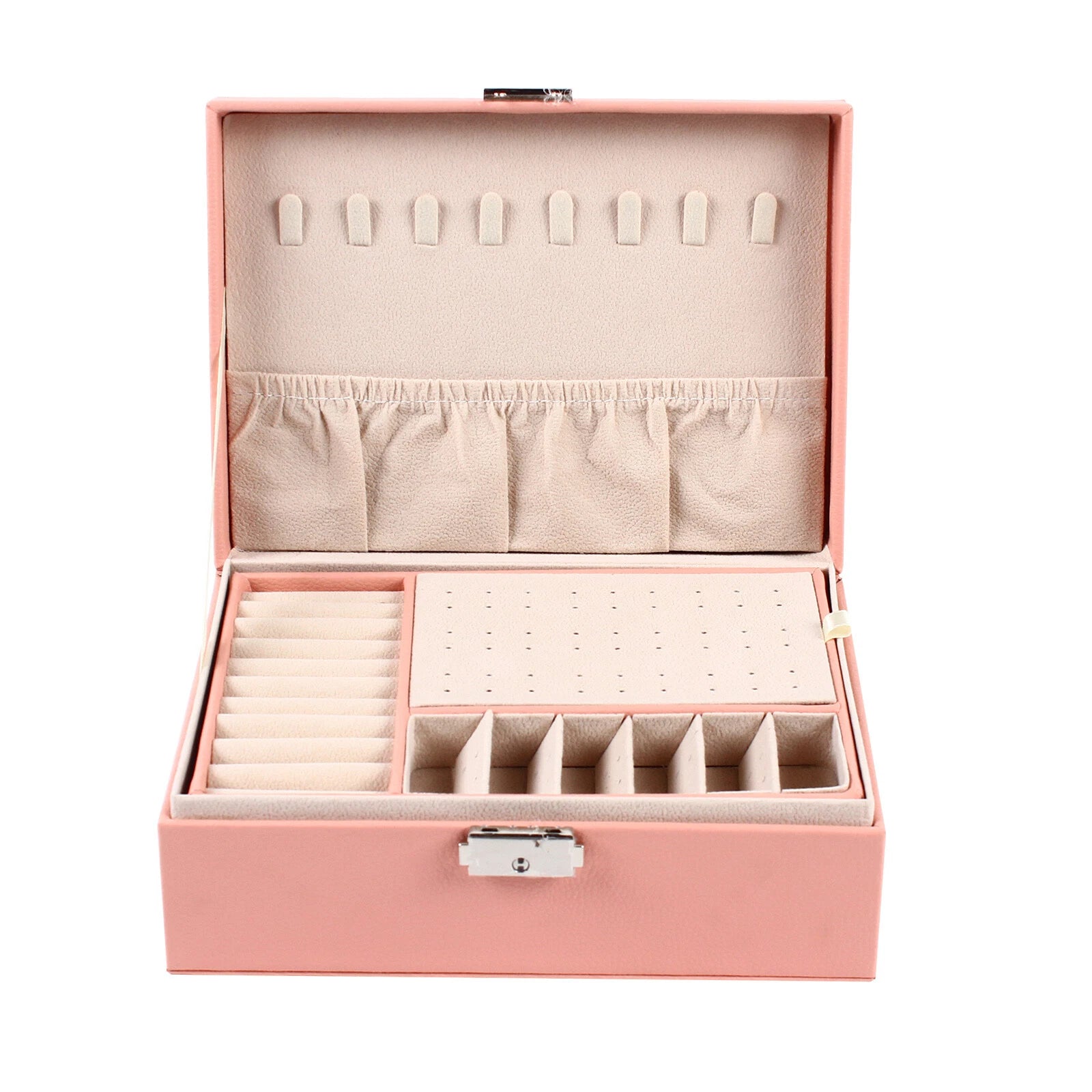 2 Layers Jewelry Box Organizer Large Capacity Ring Earring Necklace Storage New | eBay