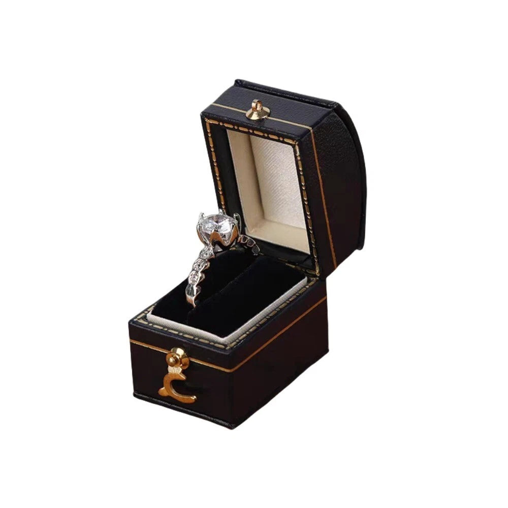 Luxury Vintage Leather Ring Boxes Engagement Wedding Ring Box Jewellery Case | eBay